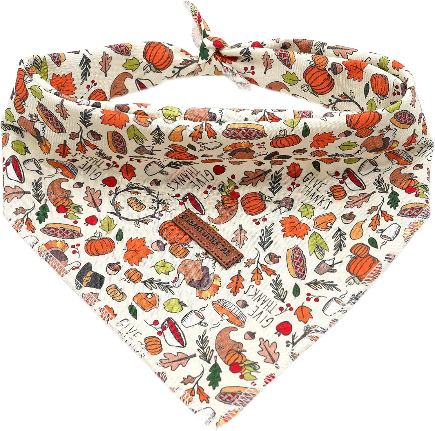 Elegant little tail Dog Bandana, Thanksgiving Turkey Girl Boy Dog Bandanas for Small Medium Large Dogs Washable Square Pet Scarf Adjustable Pet Kerchief