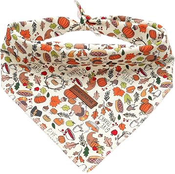 ذيل صغير أنيق Dog Bandana ، عيد الشكر تركيا فتاة صبي الكلاب Bandanas للكلاب الصغيرة المتوسطة الكبيرة القابلة للغسل وشاح الكلب مربع قابل للتعديل منديل الكلب