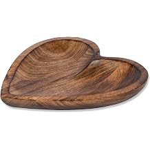 EDHAS Mango Wood Heart Curved Shaped Decorative Bowl for Table Centerpieces Home Party Wedding D cor 25.4cm x 25.4cm x 3.81cm