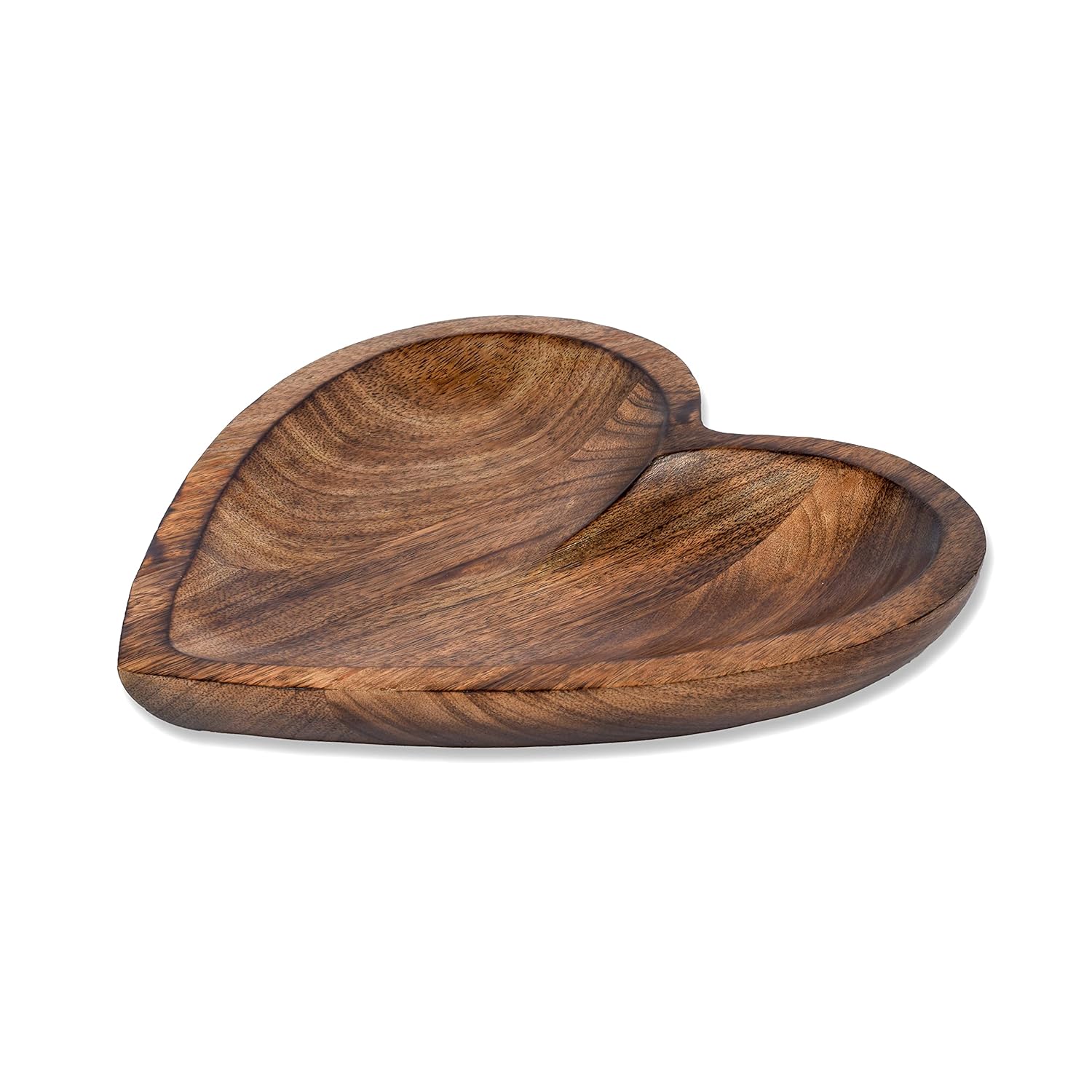 EDHAS Mango Wood Heart Curved Shaped Decorative Bowl for Table Centerpieces Home Party Wedding D cor 10 x