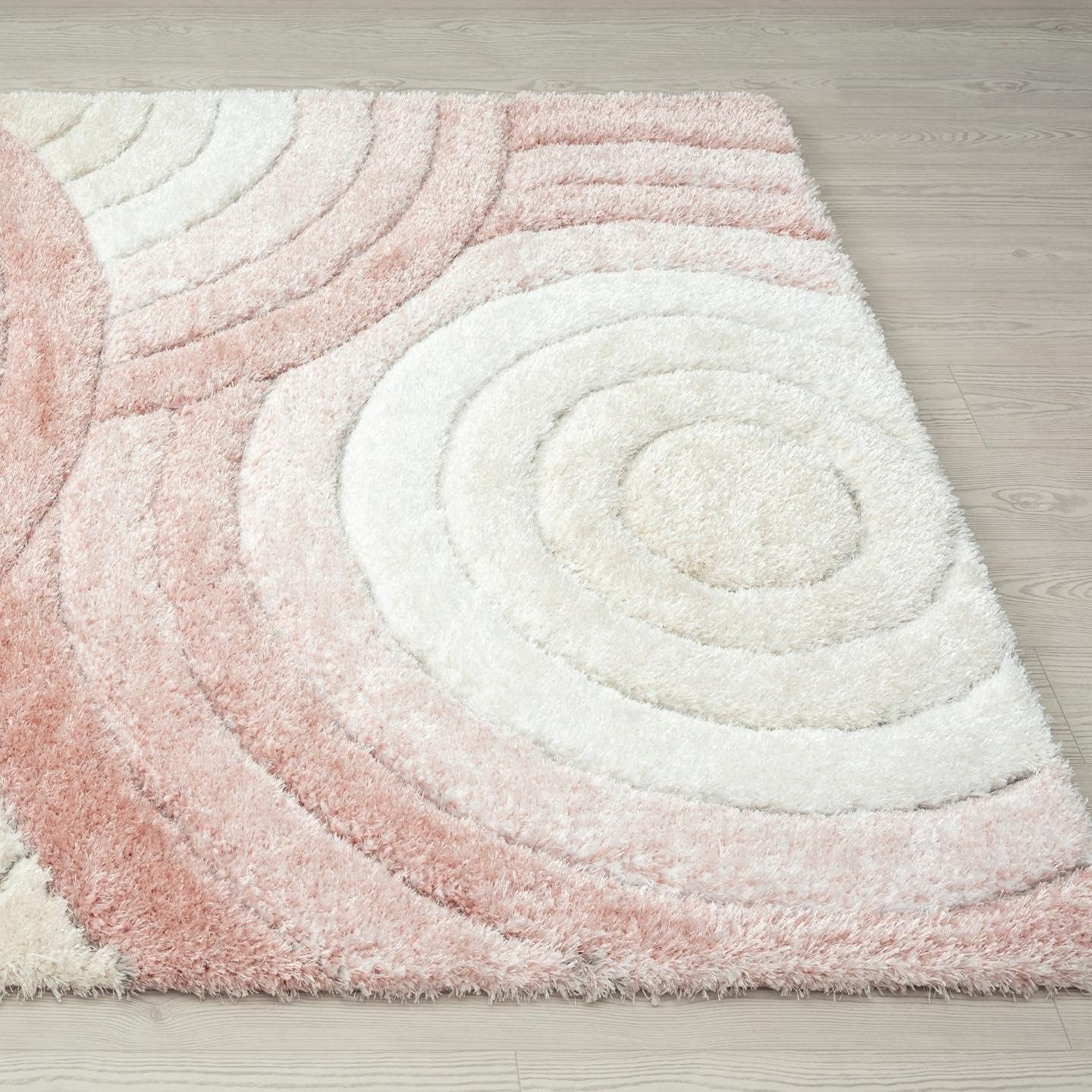 LUXE WEAVERS Lantanas Collection 7071 Pink 5x7 Modern Shag Geometric Area Rug