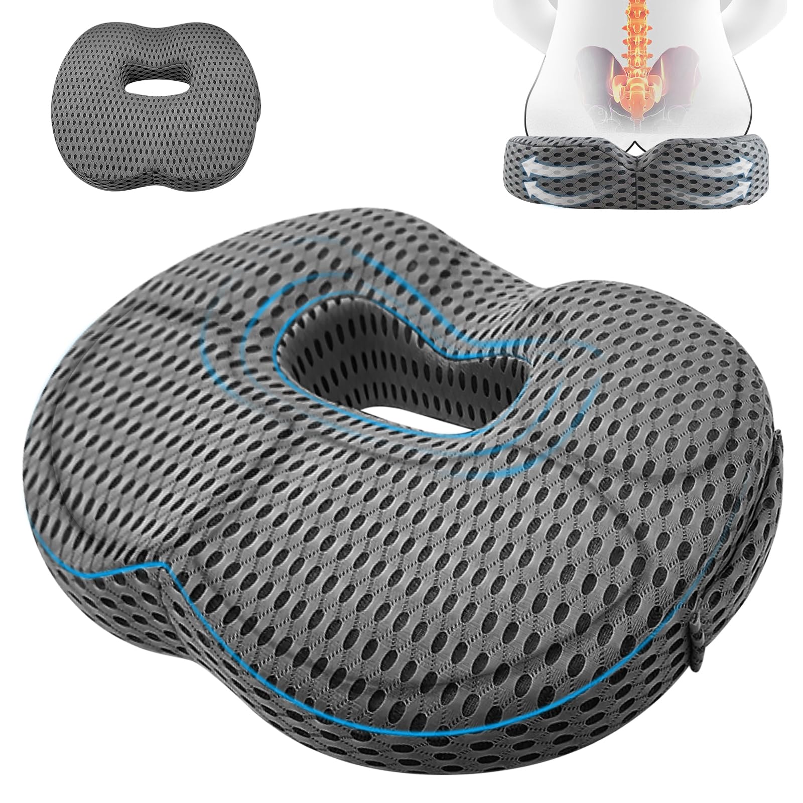 Auoketuo Anti-Decubitus Stoelkussen - Donut Orthopedisch kussen, effectief bij aambeien, prostaat-, stuit-, ischias- en rugpijn, ideaal voor gebruik thuis