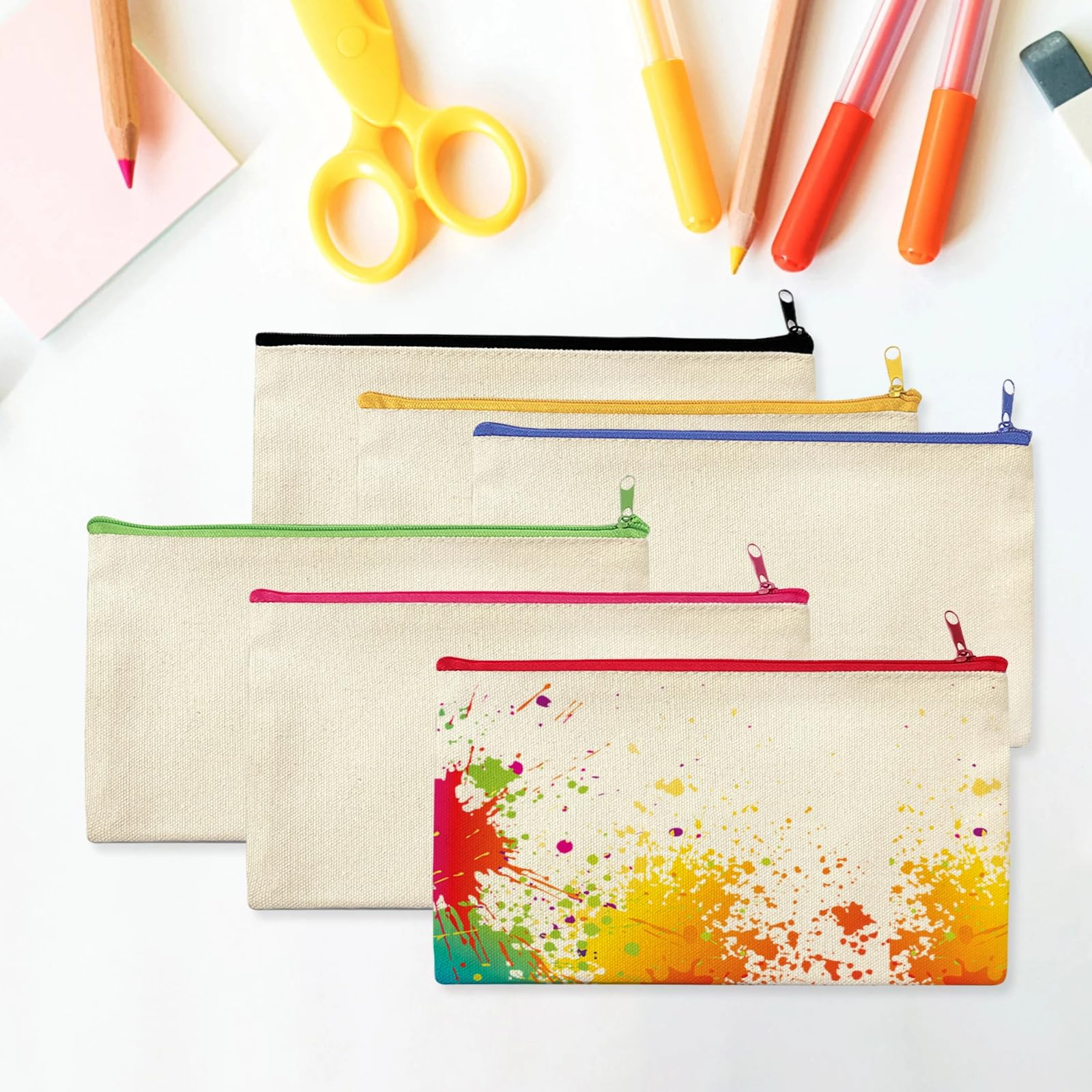 Set di 30 astucci in tela, in tinta unita, con grande capacità, colori assortiti con cerniera, astuccio artistico per fai da te e conservazione