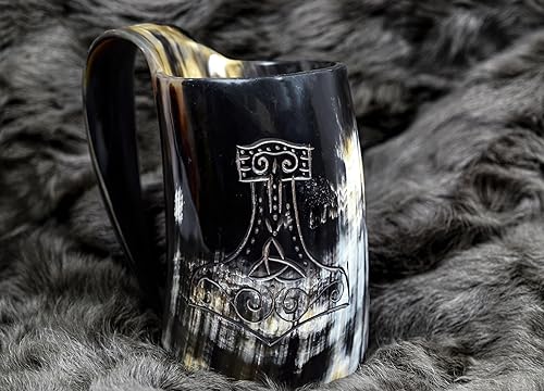 Miniatura 8 de Taza de café Viking Horn de 12 onzas con cuchara de madera y cuchara de madera, juego de 3 tazas de cuerno de buey para beber de forma segura té