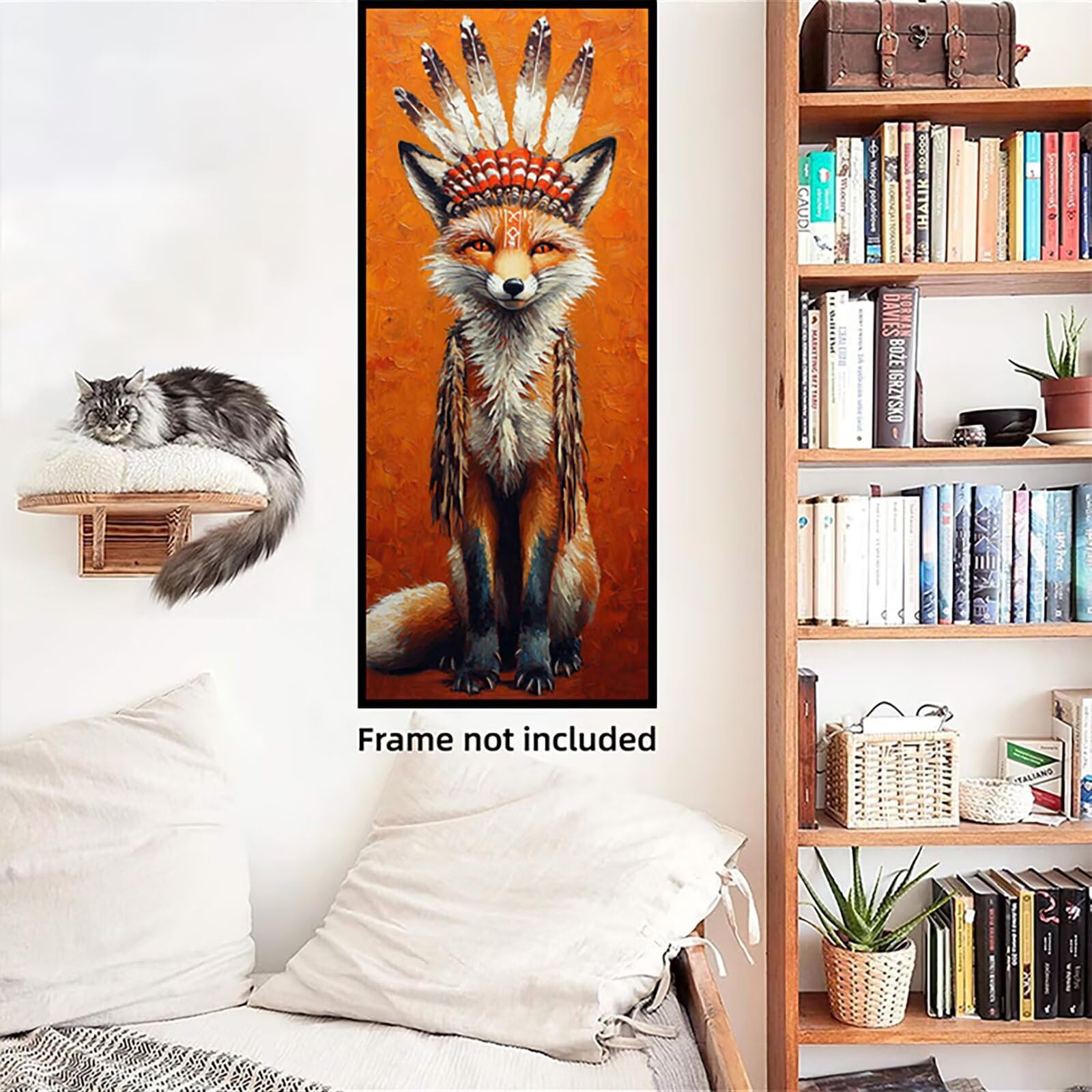 Malen Nach Zahlen 50x150cm Leinwand Tier Malen Nach Zahlen Erwachsene mit Ohne Rahmen, DIY Kreativ Set für Erwachsene mit Pinseln und Acrylfarbe, Zimmer Deko Fuchs Landschaft Geschenk, P0M-593