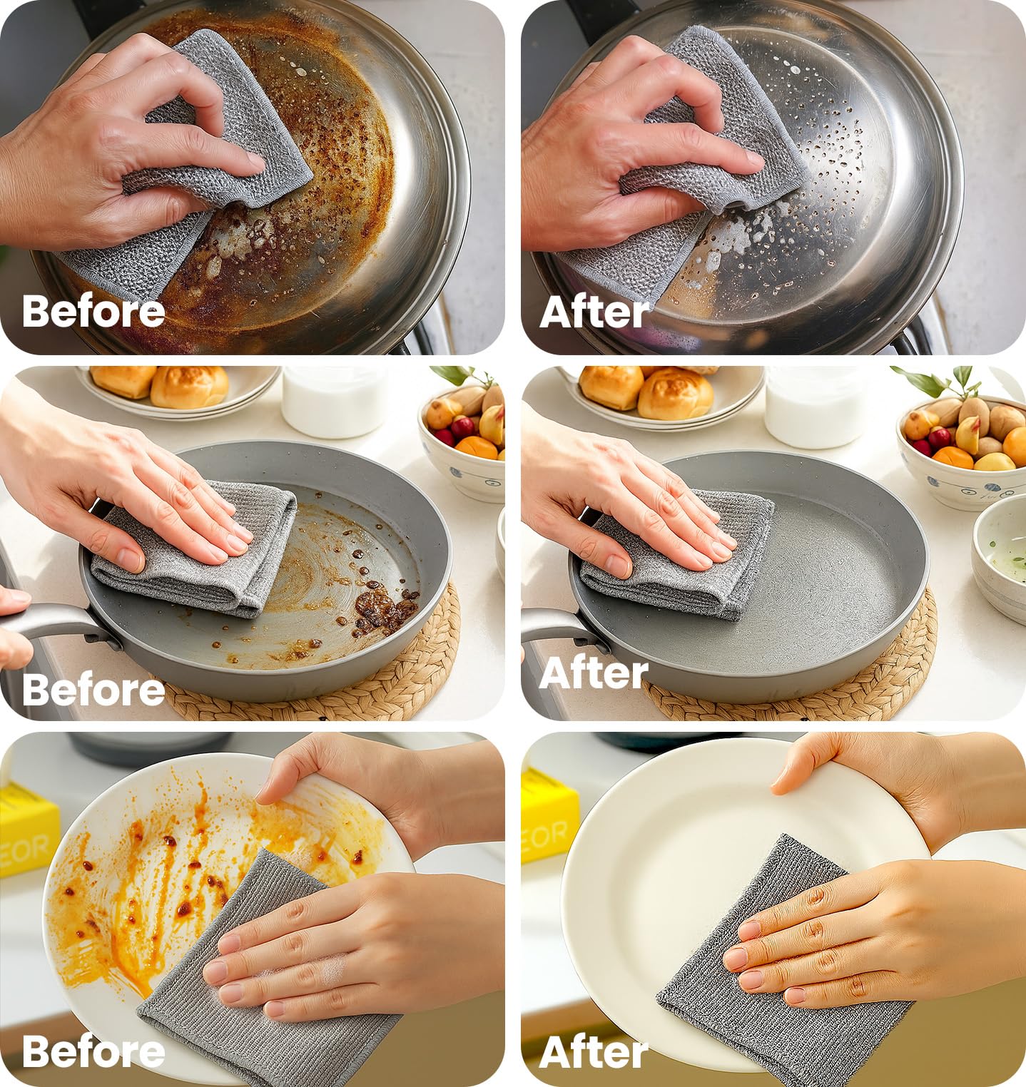 10-Pack Non-Scratch Wire Dish Cloths – Double Layer, Works Wet Or Dry, For Dishes, Countertops & Stoves