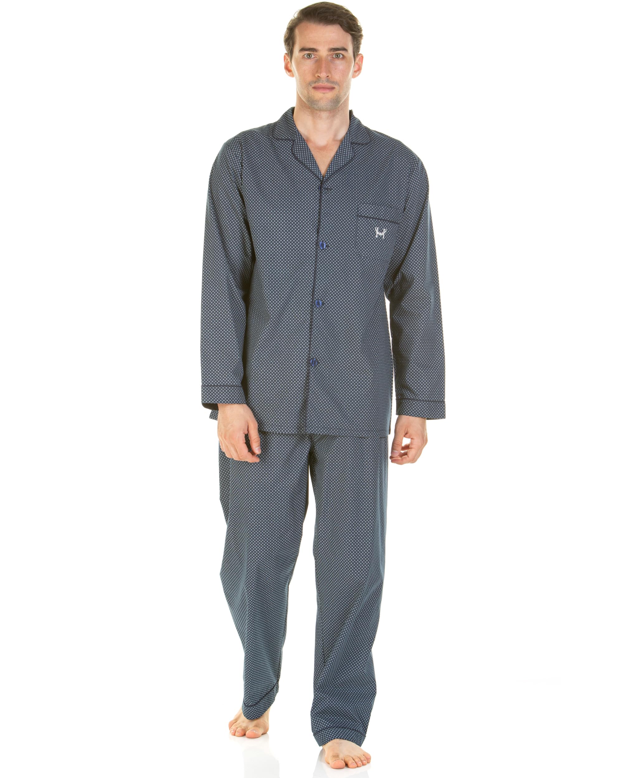 Haigman Men's Foulard Print Printed Easy Care Cotton Rich Classic Pyjama Set (S, To Fit Chest 90-95Cm/35-37In, To Fit Waist 77-82Cm/30-32In, )