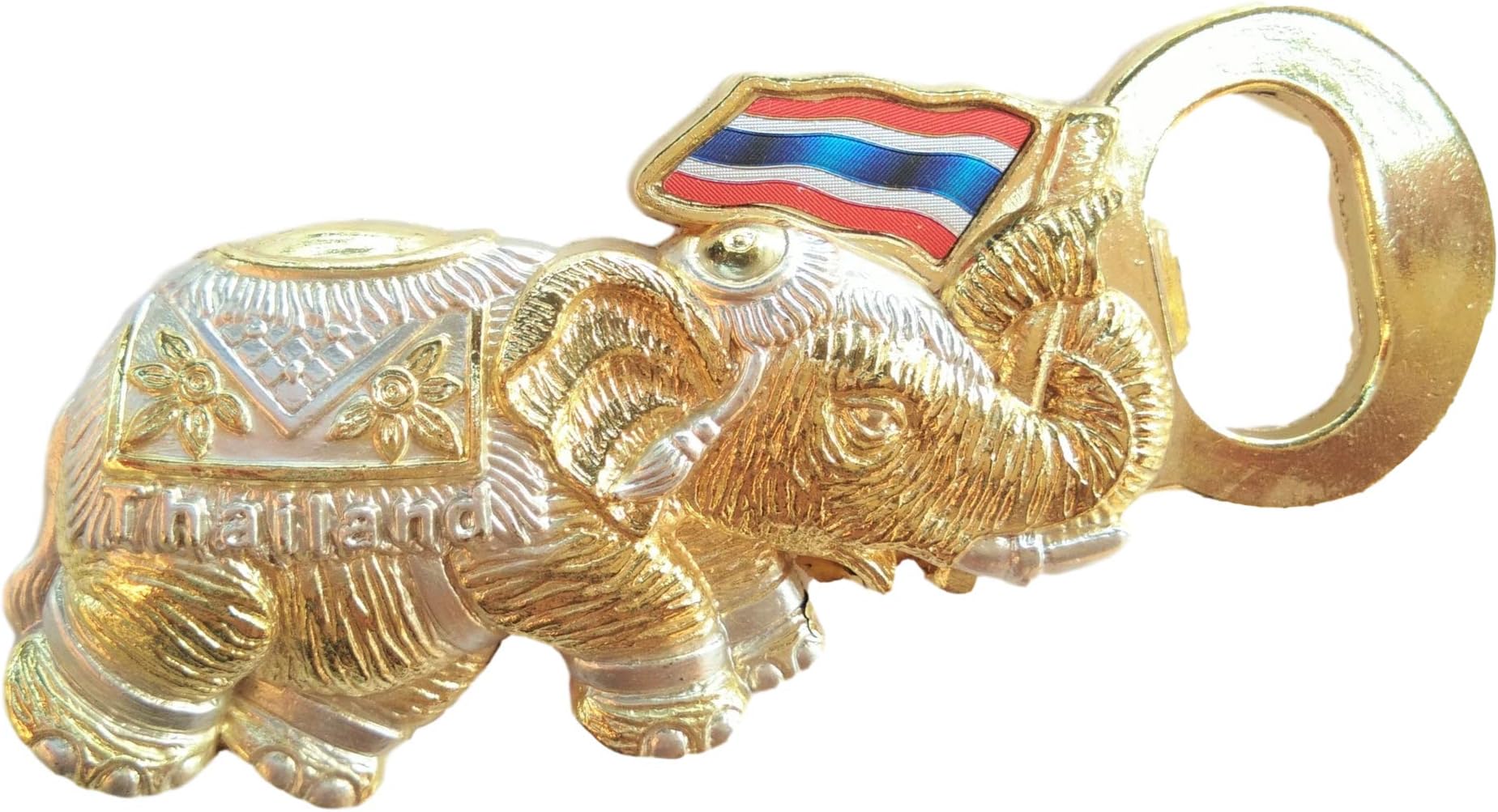 Bottle Opener Metal Alloy Solid Gold Golden Elephant Fridge Refrigerator Magnet Beer Wine Openers in Yellow Box Glass Beer Soda Handmade Thai Flag Thailand Decor Premium Gift