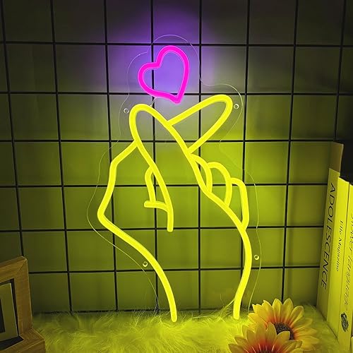 Vista 17 de Letreros de neón de mano con luces LED rosas para decoración de pared, letreros de neón de uñas USB para salón, dormitorio, sala de estar, oficina