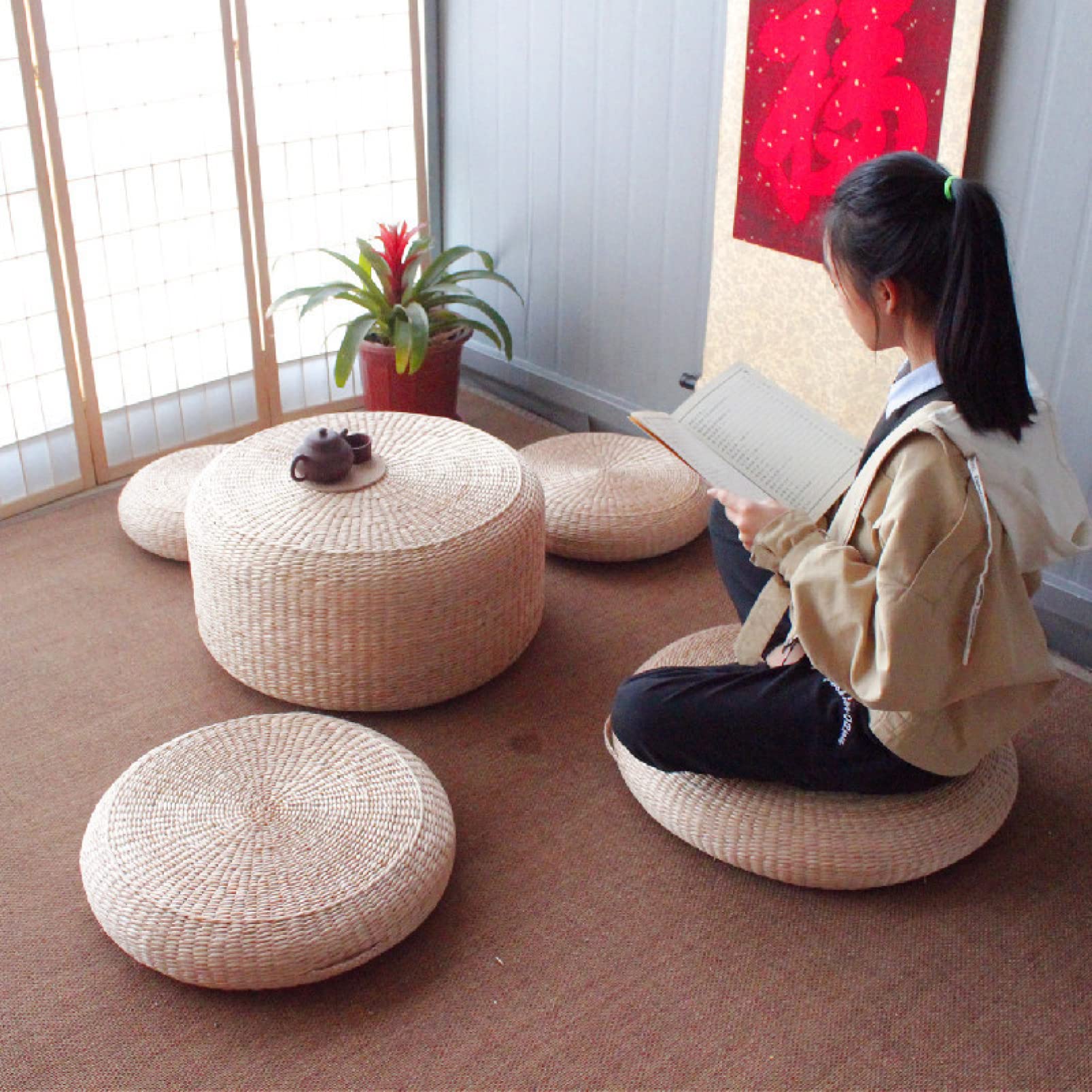 畳マカロン 座布団 クッション い草 円形 33cm