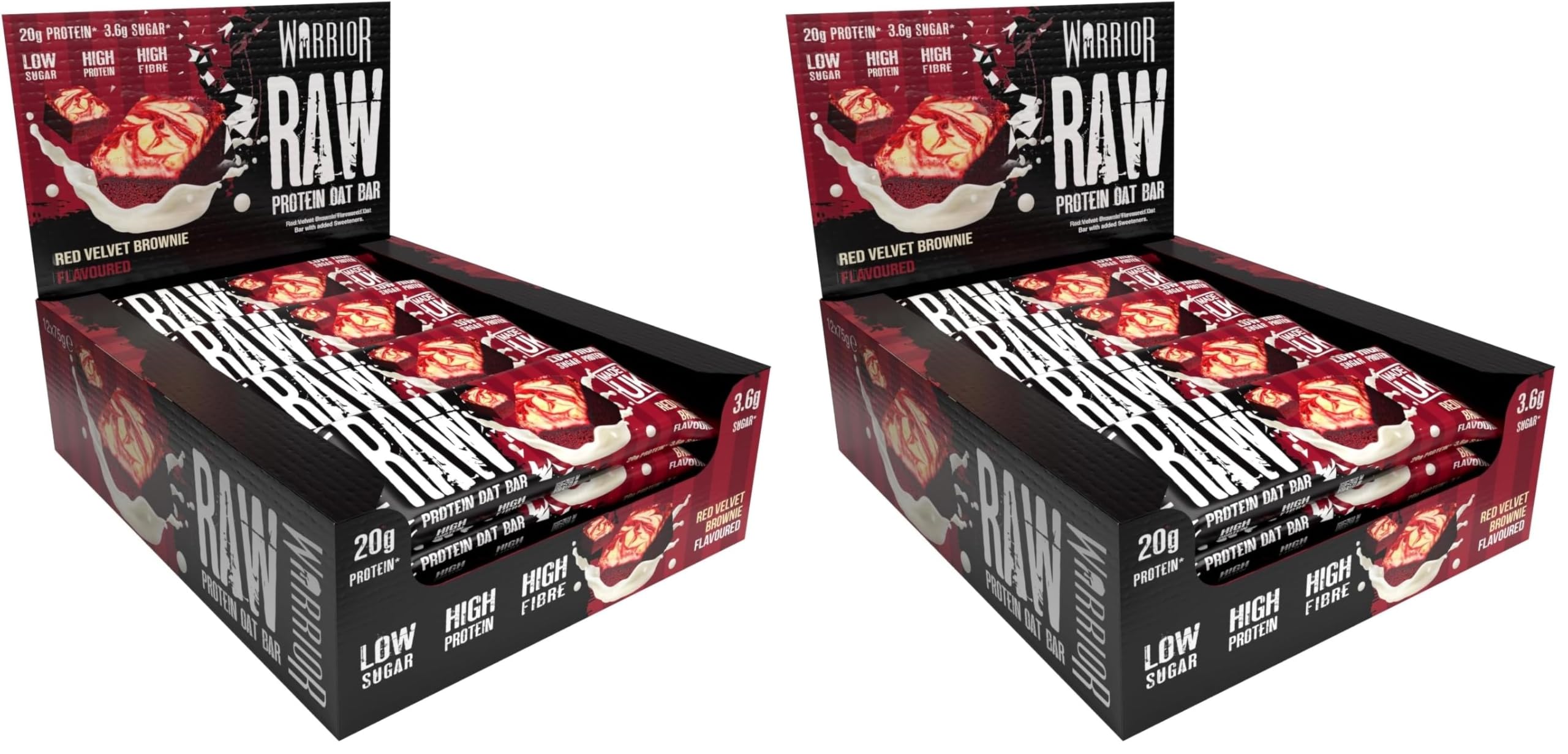 Warrior RAW Protein Bars 12 x 75g – 20g High Protein Bar, Low Sugar High Fibre Oat Protein Flapjack – Protein Snacks, Meal Replacement Bars (Chocolate Brownie) — view 43