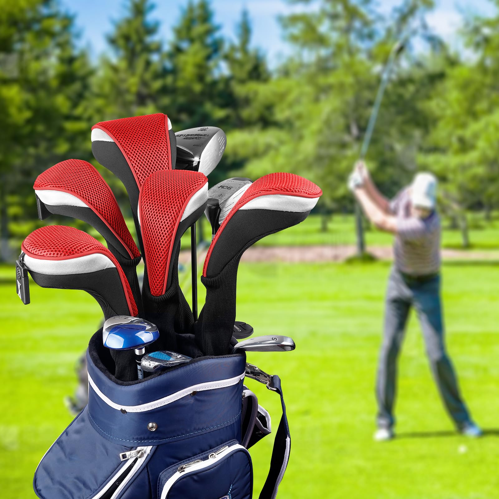 Andux Golfschlgerhauben aus Holz, 460 CC, mit langem Hals und austauschbaren Nummernschildern, 5 Stck