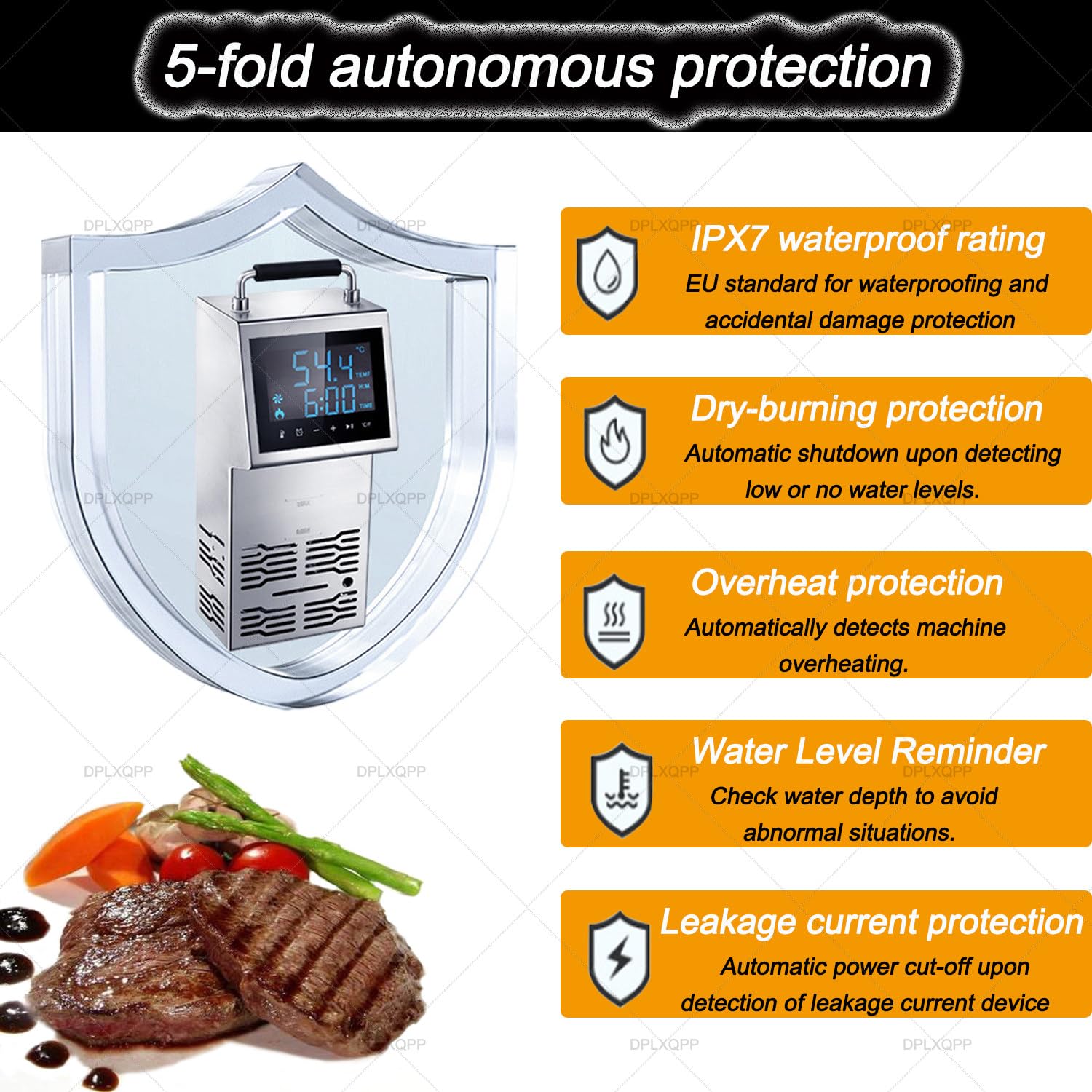 Olla De Inmersión Sous Vide 2000w Profesional: Máquina De Cocción Al Vacío con Pantalla LED,Temporizador 1min-99h,Acero Inoxidable,Ahorro Energético,para Uso Intensivo En Cocina
