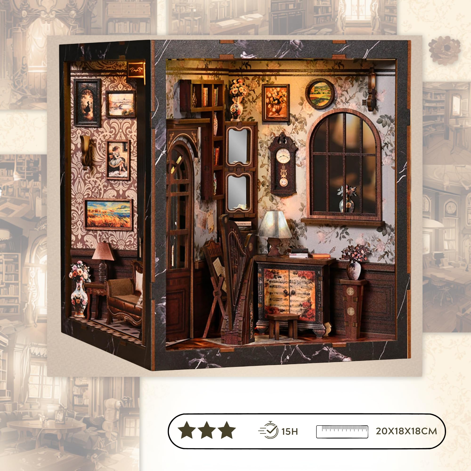 Book Nook Cube Nook Multidimensionnel – Diorama DIY à Construire 4 Univers – Décoration Bibliothèque Originale avec LED