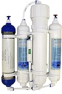 Finerfilters 4 Stage Compact RODI Reverse Osmosis Filter System with DI Resin Stage for Aquariums, suitable for Tropical/Marine/Discus Fish etc. (75 GPD)