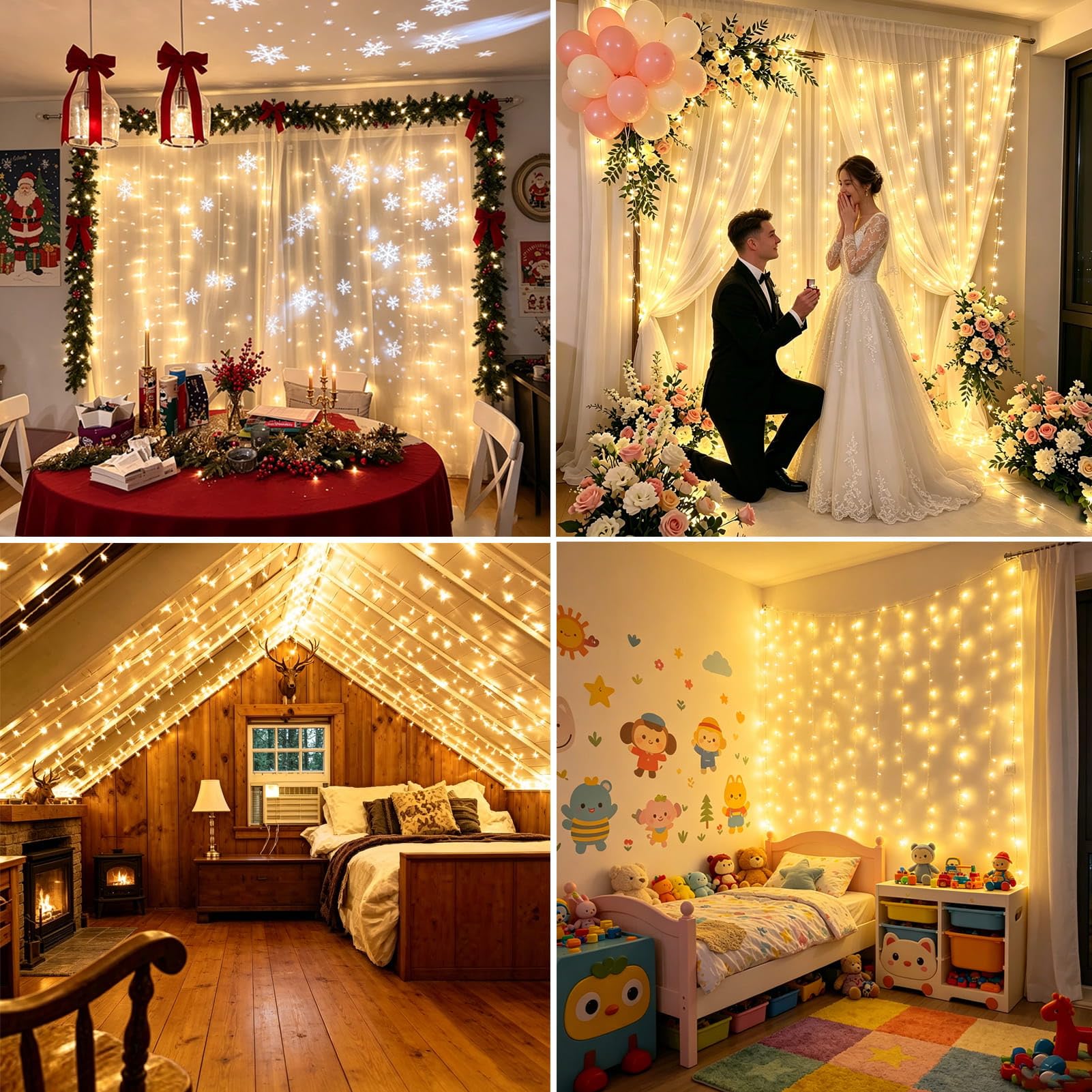 2 Stück Lichtervorhang Aussen 6M x 3M 600 LED Lichterketten Vorhang mit Stecker, 8 Modi, Timer, Wasserdicht Lichterkette Hängend für Wand Balkon Hochzeit Pavillon Terrassen Garten Außen Deko