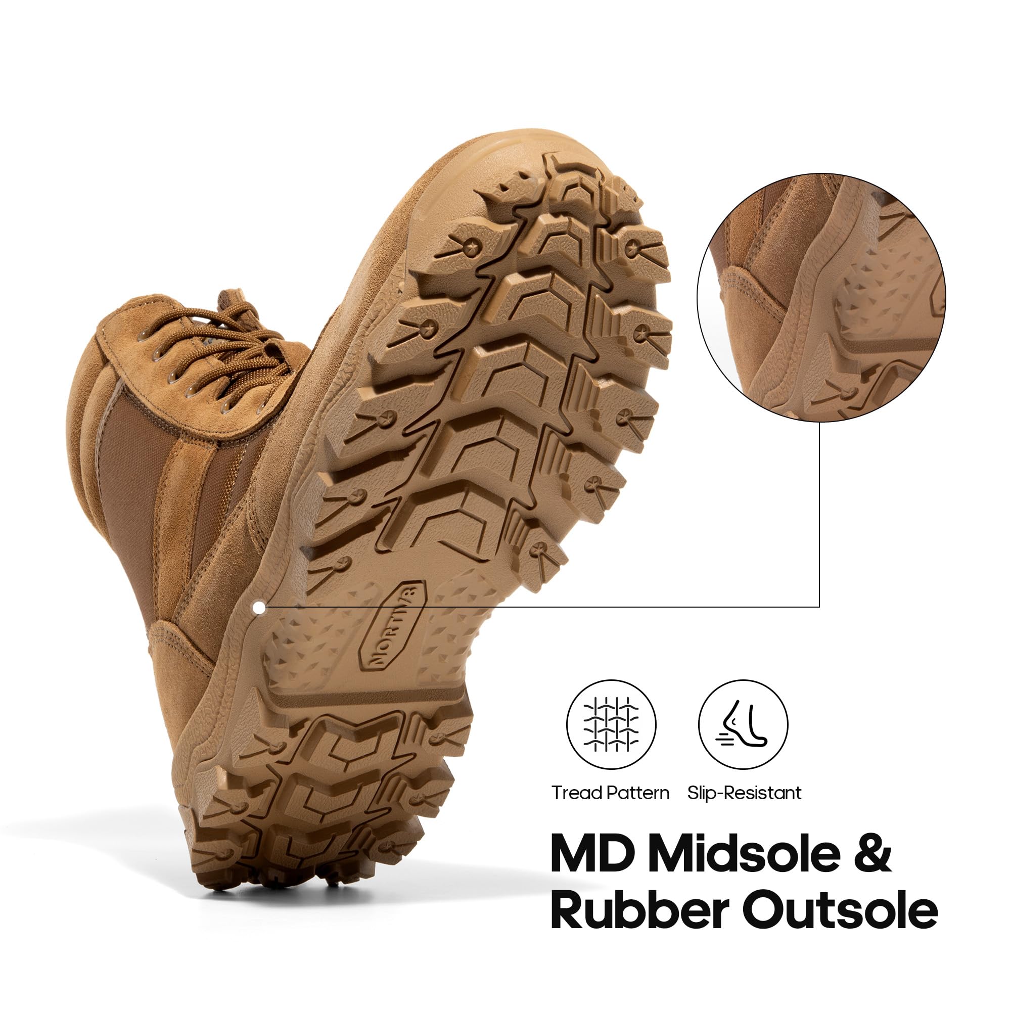 NORTIV 8 Men's Tactical Military Work Boots Side Zipper Outdoor Motorcycle Combat Boots 8 Inches 2.0 Trooper-pro