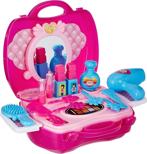 Amazon Brand - Jam &amp; Honey Suitcase Makeup Set Toy for Kids 3+ Years, BIS Certified Safe for Kids, Portable Pretend Play B...