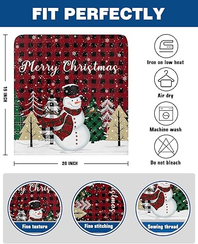 Vista 123 de Fundas para sillas navideñas de muñeco de nieve negro, 4 piezas, fundas traseras de comedor, fundas para árbol de Navidad, protectores extraíbles