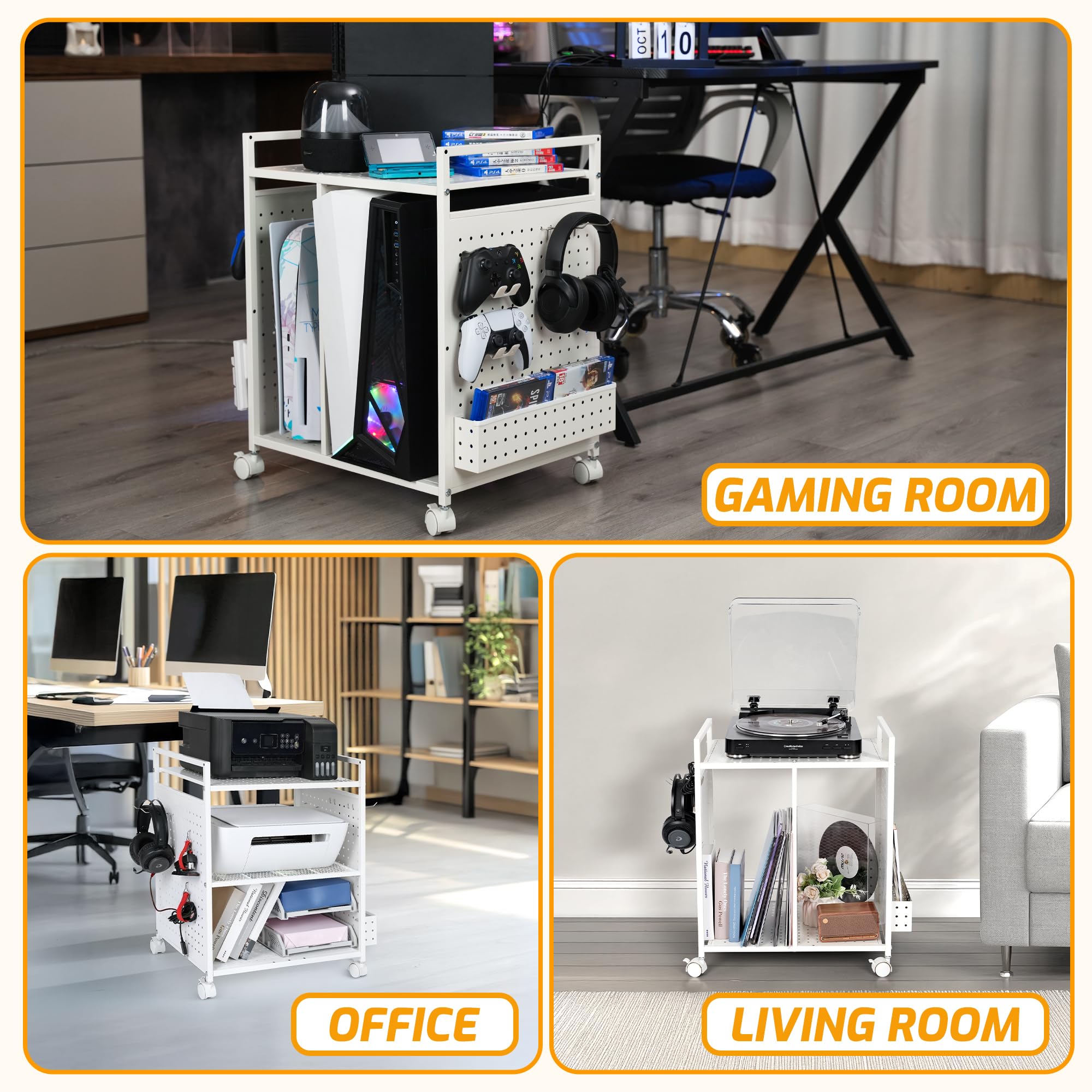 PLKOW Scaffale per videogiochi, organizer per console, controller, cuffie, PS5, PS4, Xbox Switch, Nintendo Accessori, supporto per console PS5, perfetto regalo per le vacanze, bianco