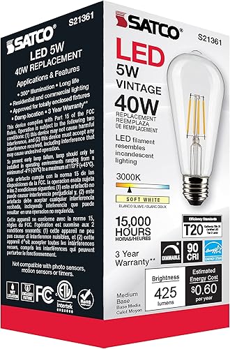 Miniatura 8 de Satco S21361 5ST19/CL/LED/930/E26-Paquete de 6