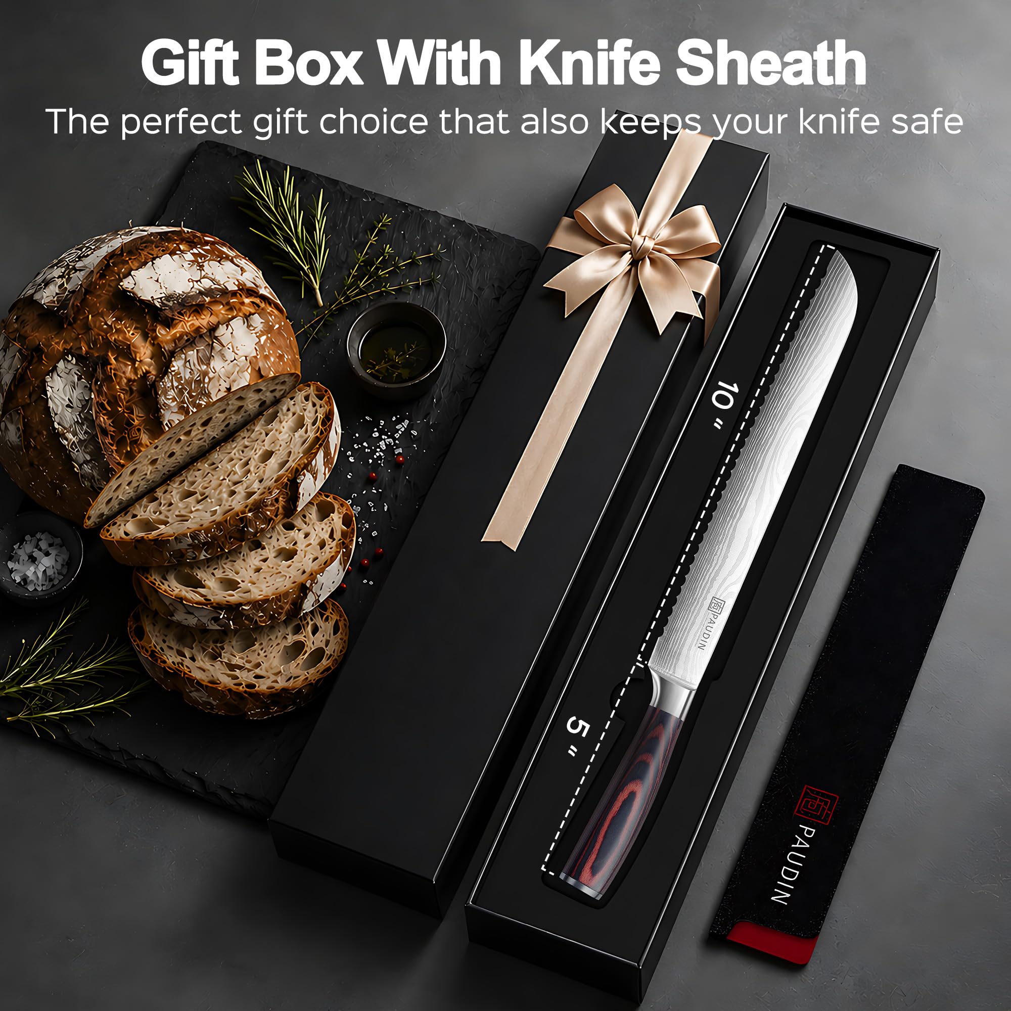 PAUDIN Bread Knife, 10 inch Serrated Knives, Bread Knife for Homemade Bread — Amazon image 7