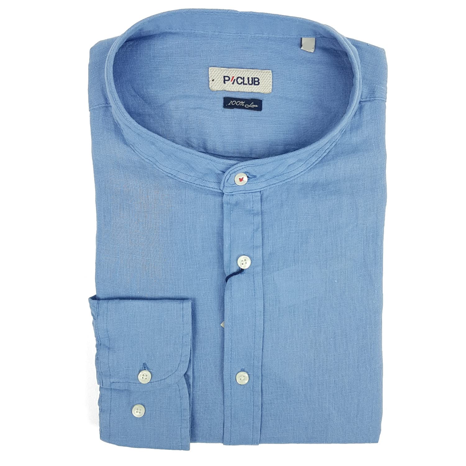 Camisa de hombre de manga larga, 100% puro lino, cuello de coreana, color liso, M, L, XL, XXL, 3XL