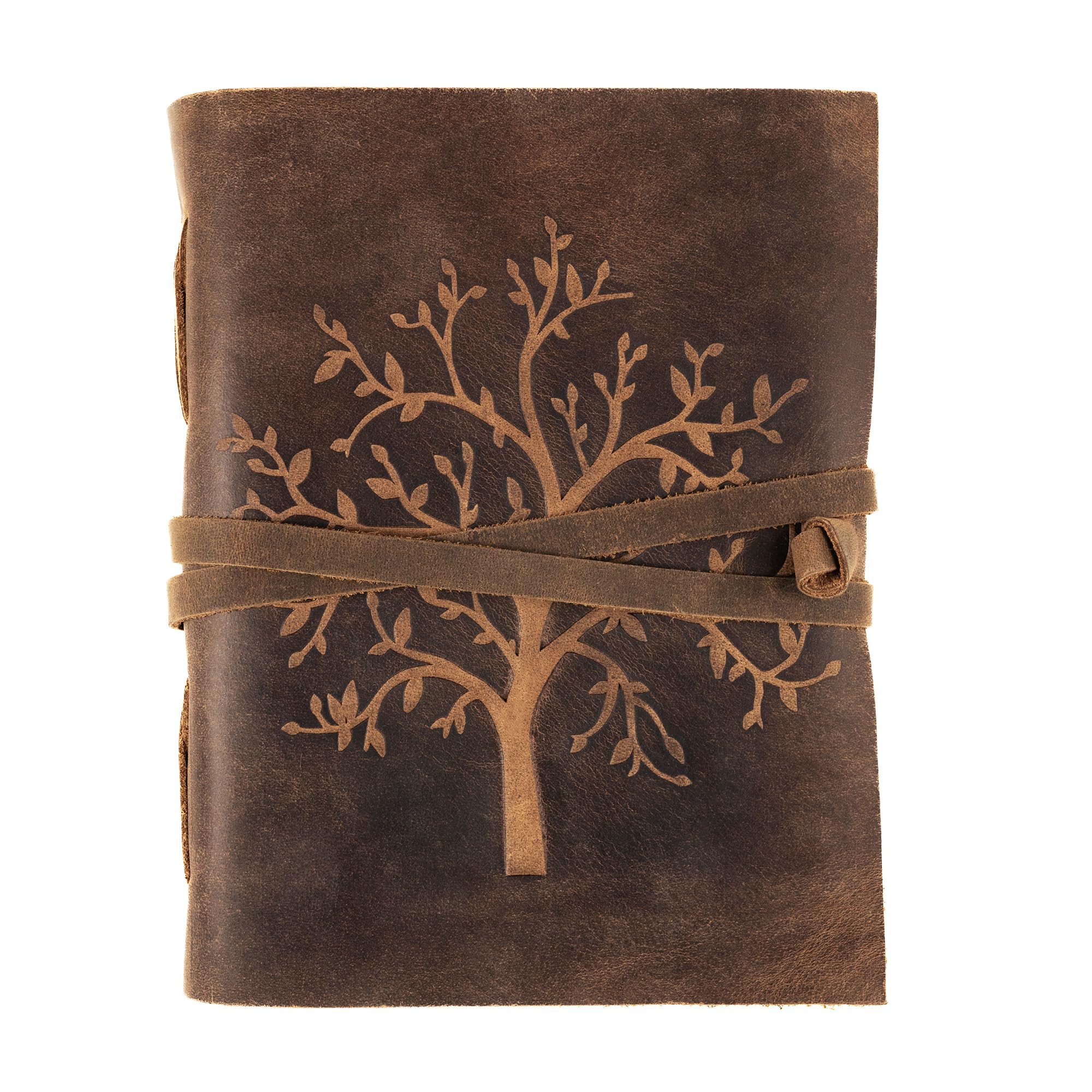 Notatnik Vintage Drzewo życia– Notes Skórzany 240 Stron – Notes w Skórzanej Oprawie – Deckle Edge Journal – Pamiętnik w Stylu Retro z Bawełnianym Papierem Czerpanym Moonster® 20x15cm