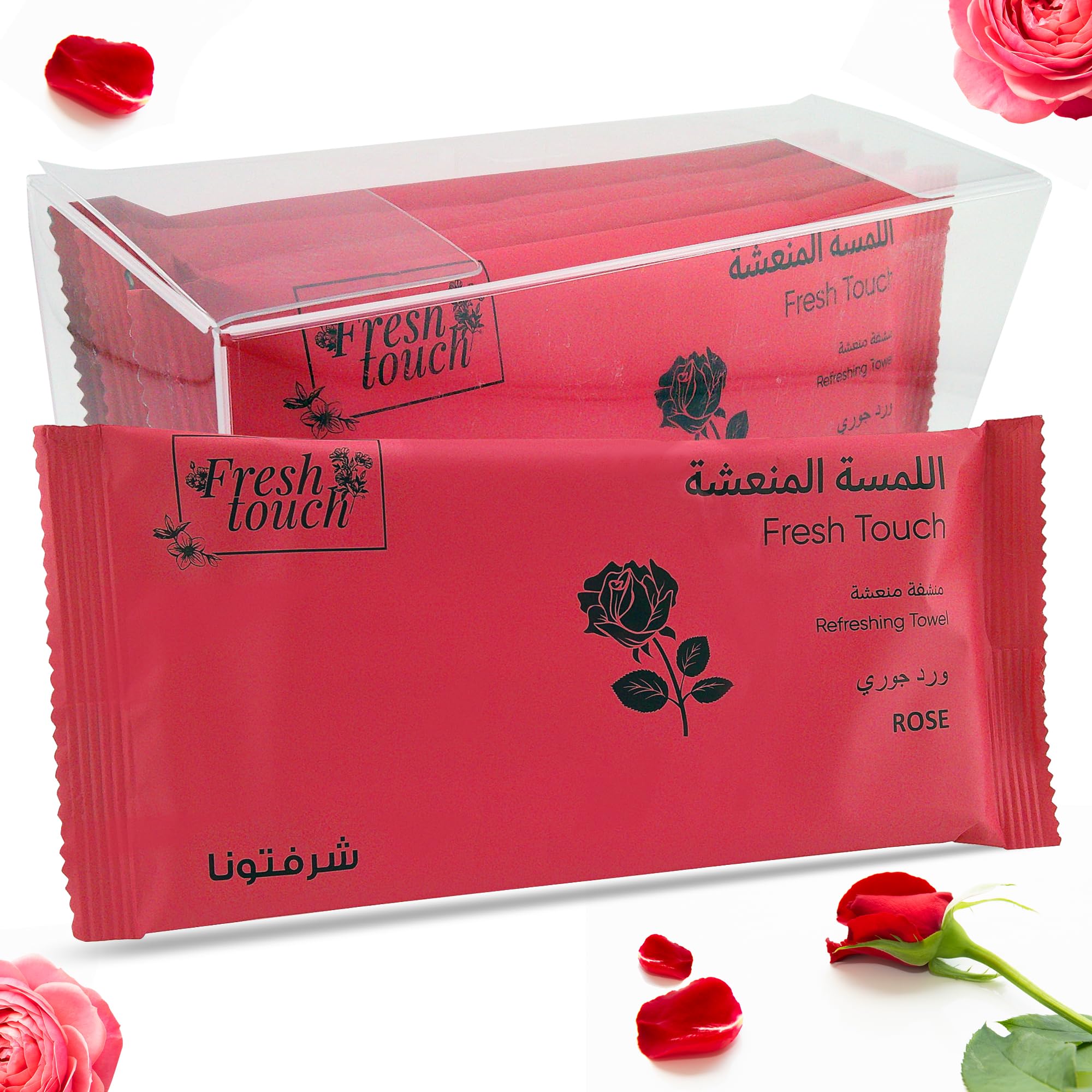 G4GADGET Luxury Disposable Refreshing Towel Wipes 6 Pack - Rose Scent | 25cm x 25cm Towels for Hands & Face | Hot & Cold Use | Ideal for Travel, Restaurants, Hotels, Camping, Festivals & Takeaways