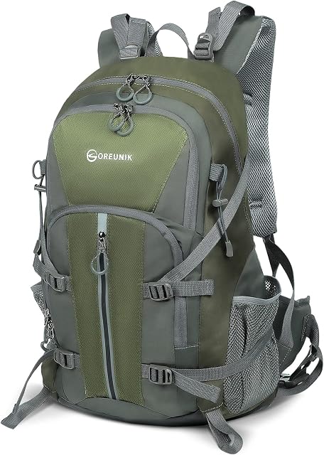 Oreunik Hiking Backpack 45L, Breathable Lightweight Waterproof Rucksack for Men Women, Multi-functional Hang System Large Rucksack for Outdoor Mountaineering Trekking Camping