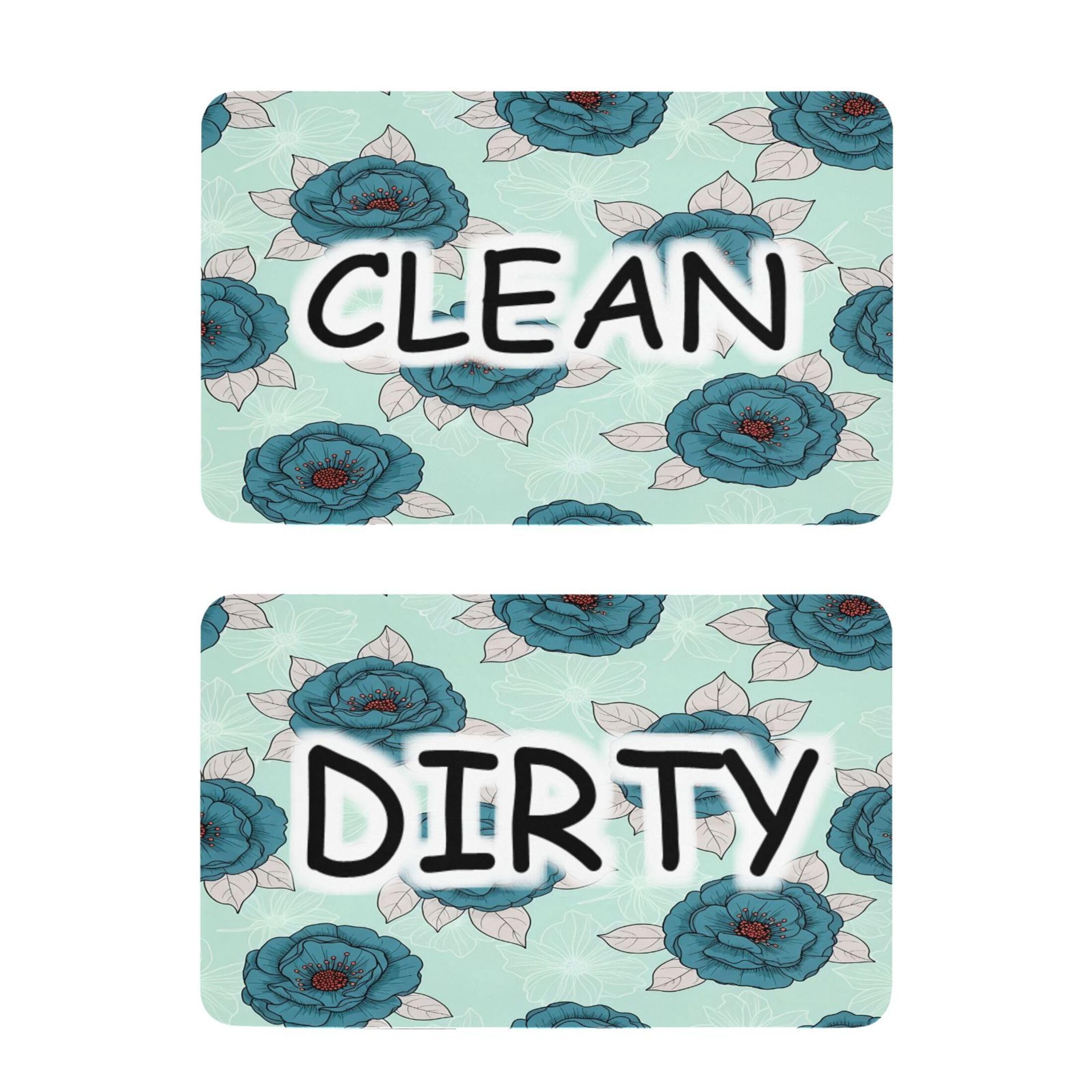 Kutsu Dishwasher Magnet Clean Dirty Sign Indicator, Flowers Fridge Magnet, Easy to Read, 2 Pack
