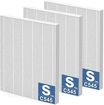 3 Pack C545 HEPA Replacement Filter S Compatible with Winix C545 Air Purifier, Replaces Part 1712-0096-00 and 2522-0058-00, HEPA Filter Only