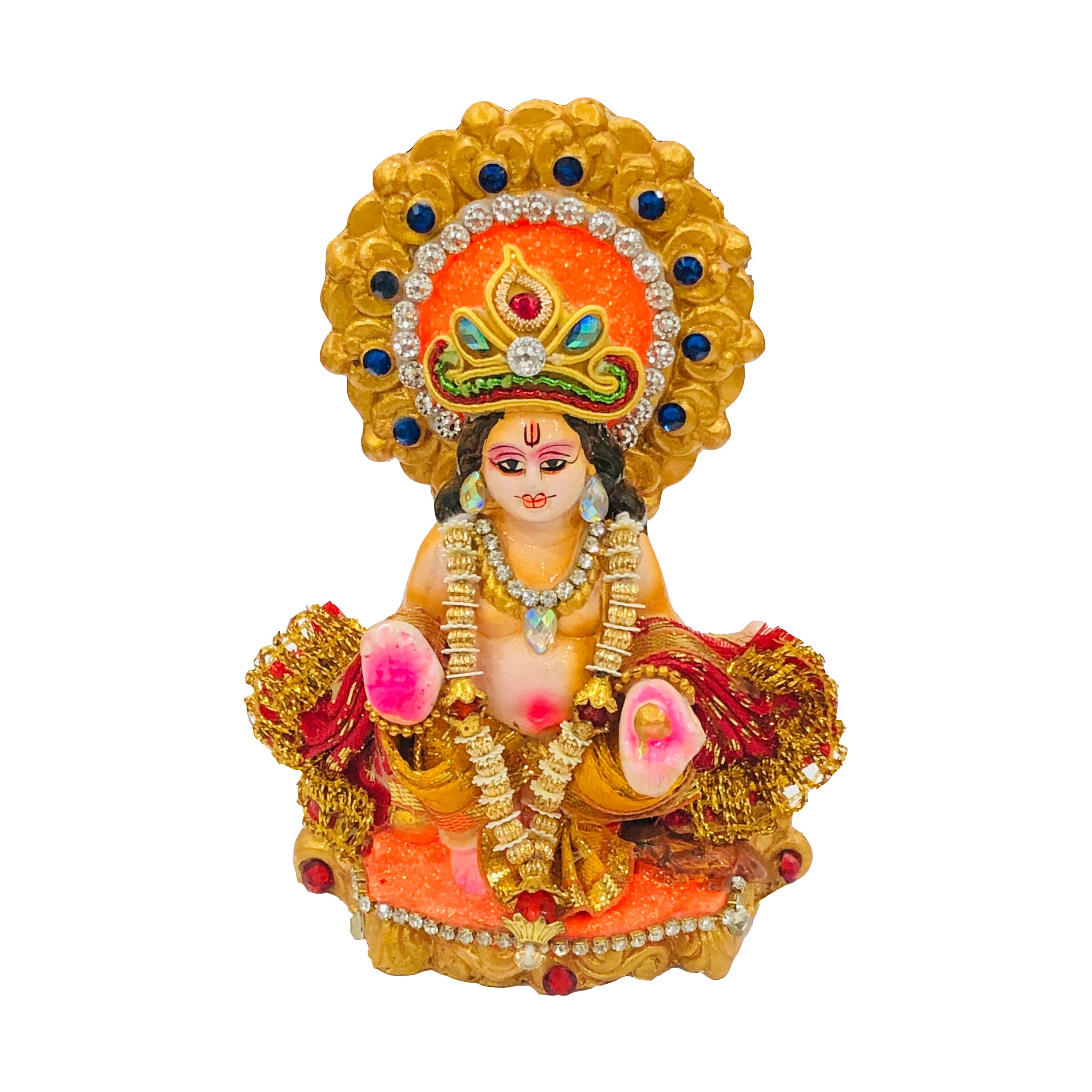 ShopMeFast Handcrafted Terracotta Earthen Clay Bejeweled Kuber Ji Murti Statue Idol for Diwali Pooja, Home Decoration (Height : 10 Cms., Multicolor)