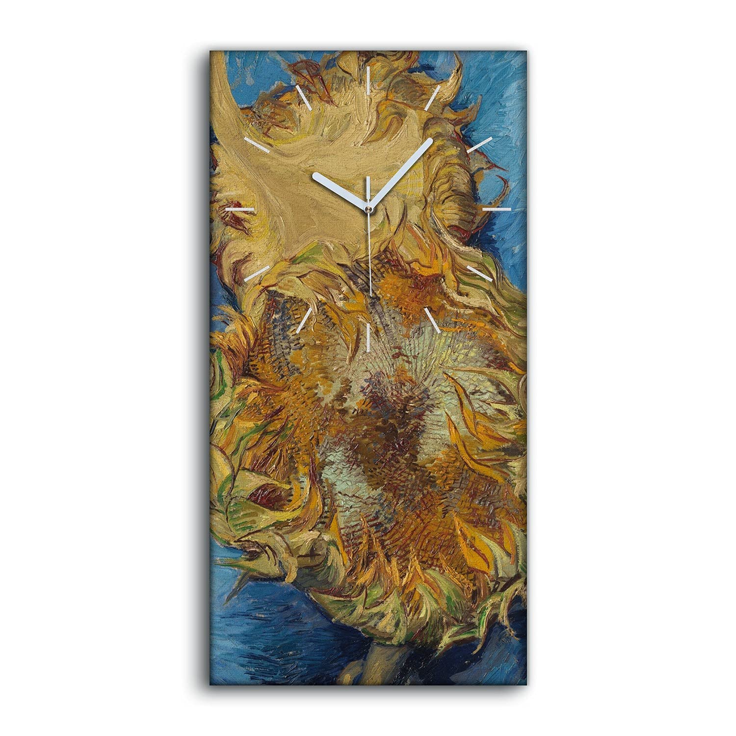Horloge Toile Tournesols 30x60cm Décoration Silencieuse pour Salon et Chambre