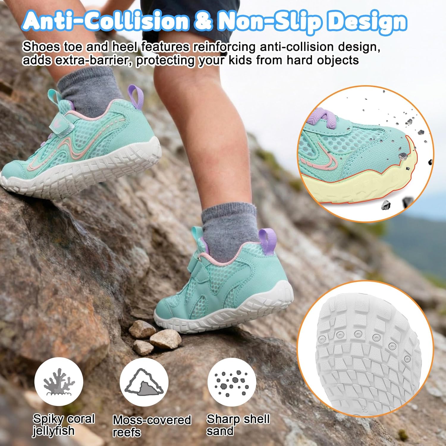 FEETCITY Wide Kids Barefoot Shoes Boys Girls Anti-Slip Kids Sport Sneakers Hiking Shoes Breathable Tennis Sneakers for Little Big Kid - Image 3