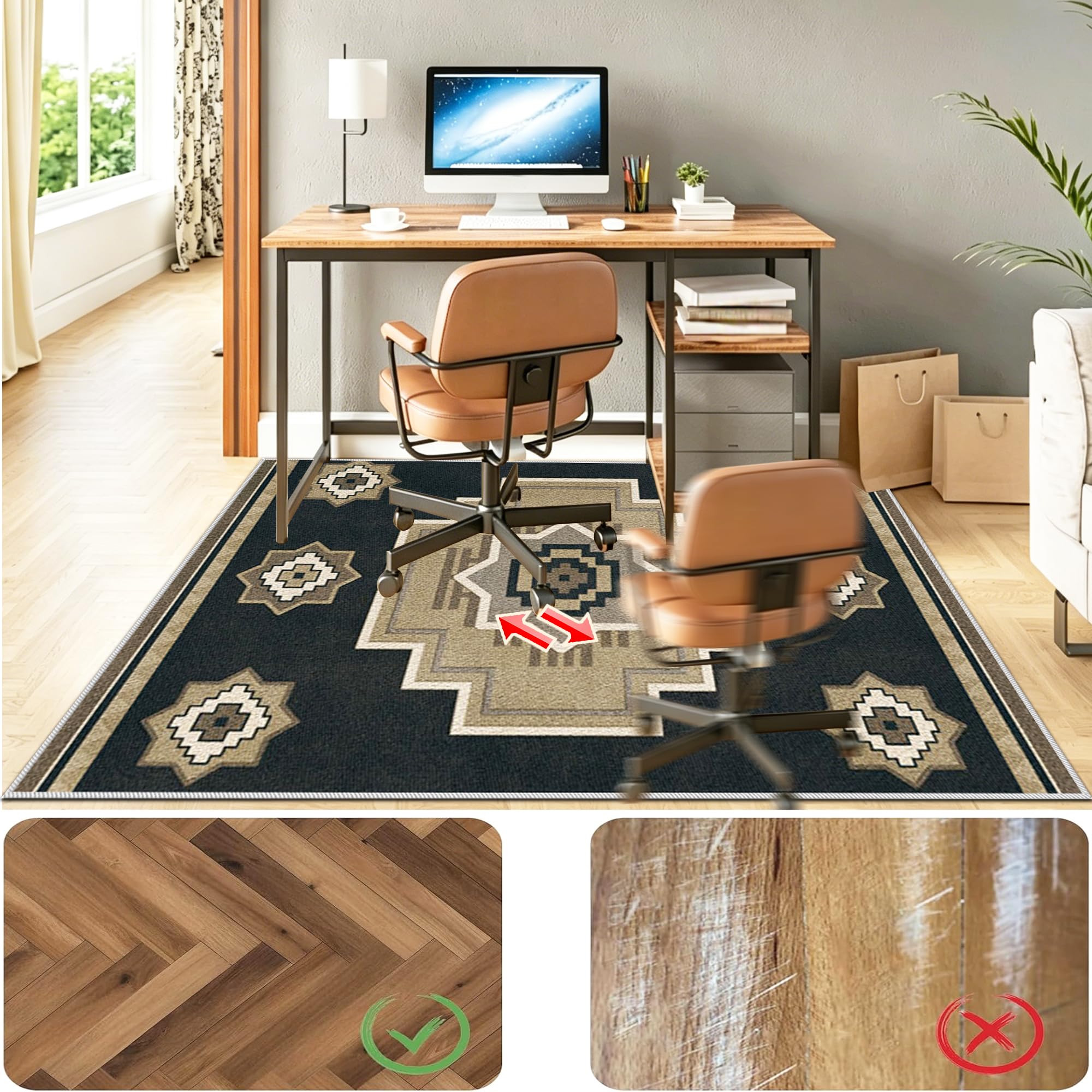 Tapis de Sol Bureau Antidérapant 100 x 120 cm Tapis de Chaise Gaming