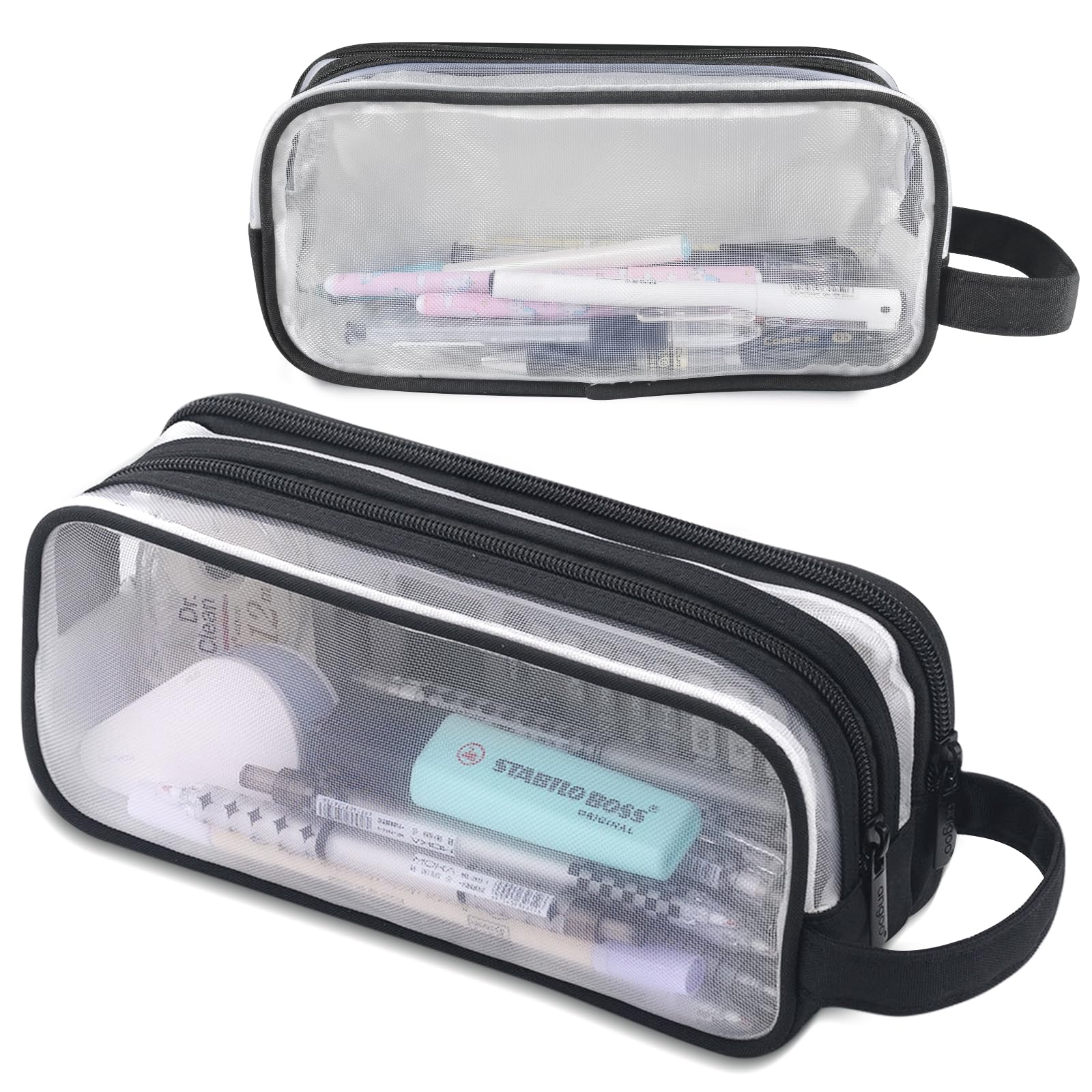 Estuche transparente de lápices de Gran Capacidad con 2 Compartimentos para niños, Regalo para niñas y niños de Vacaciones para Estudiantes de Primaria, Estuche Escolar para Regalos de cumpleaños