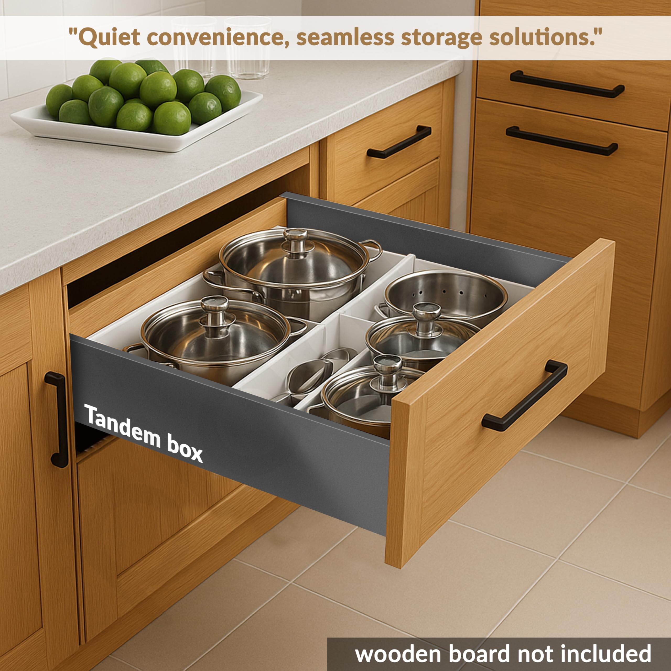 Plantex Tandem Box Drawer for Kitchen/Soft Close Tandem Box for Modular Kitchen/Tandem Basket/Load Capacity Upto 45 Kg - Grey (22 x 6 inch) — Amazon image 7