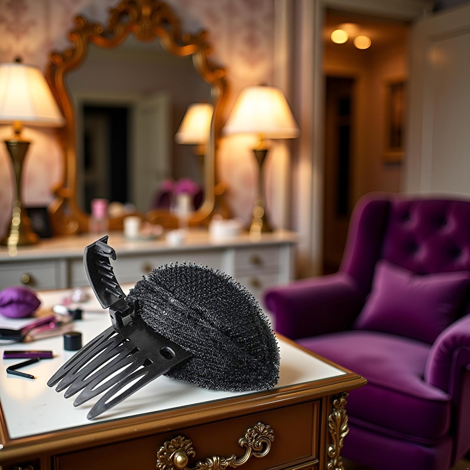 Black Puff Hair Cushion Volume Clips Hair Volume Clip, Fluffy Hair Pad,Sponge Clip Bun Comb and Bump It Up Hair for Women and Girls - DIY Hairstyling Tools,Hair Volume Tool,Hair Bun and Crown Shapers
