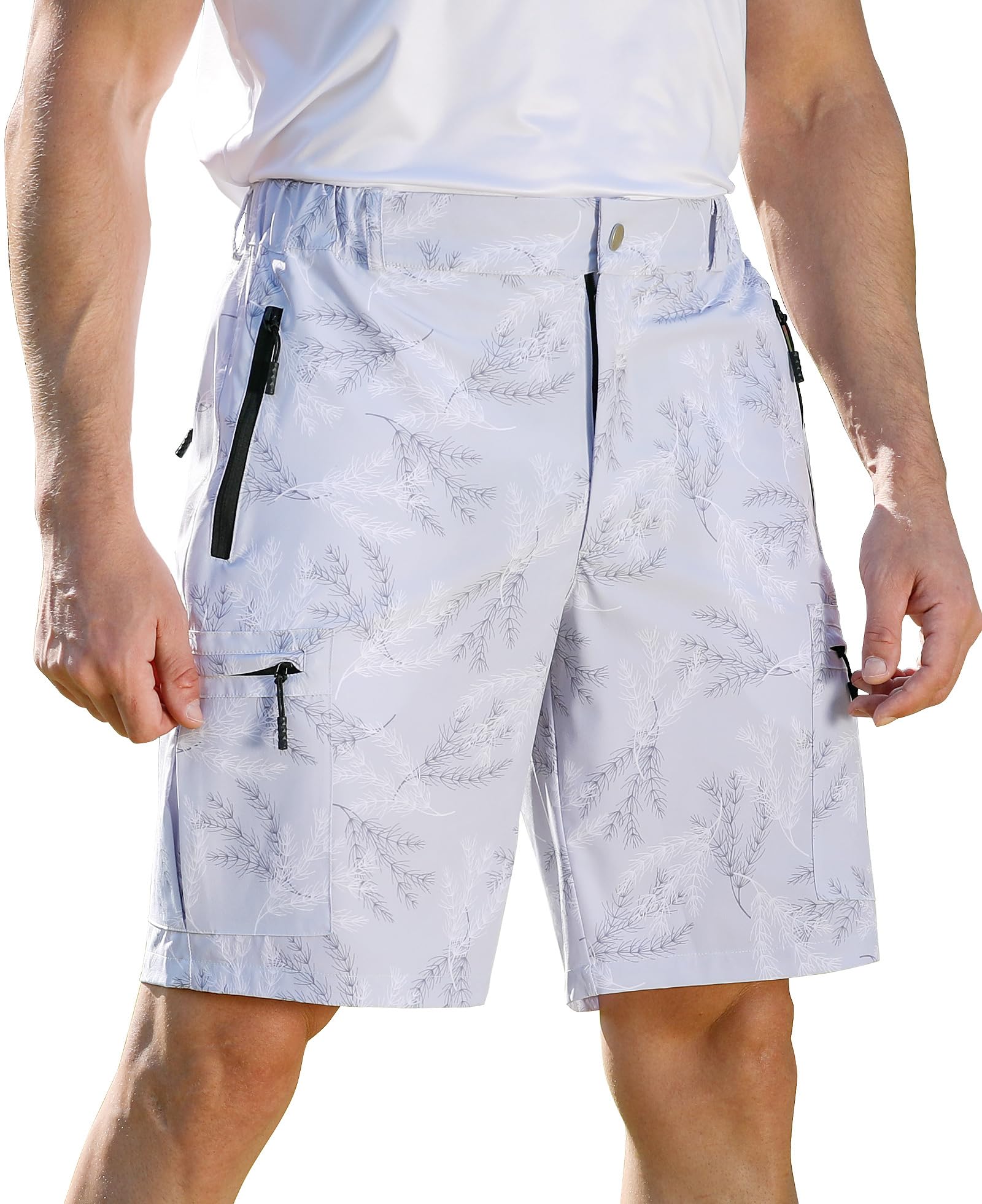 zeetooMen's Cargo Shorts Lightweight Hiking Shorts Quick Dry Shorts for Men with 5 Zipper Pockets