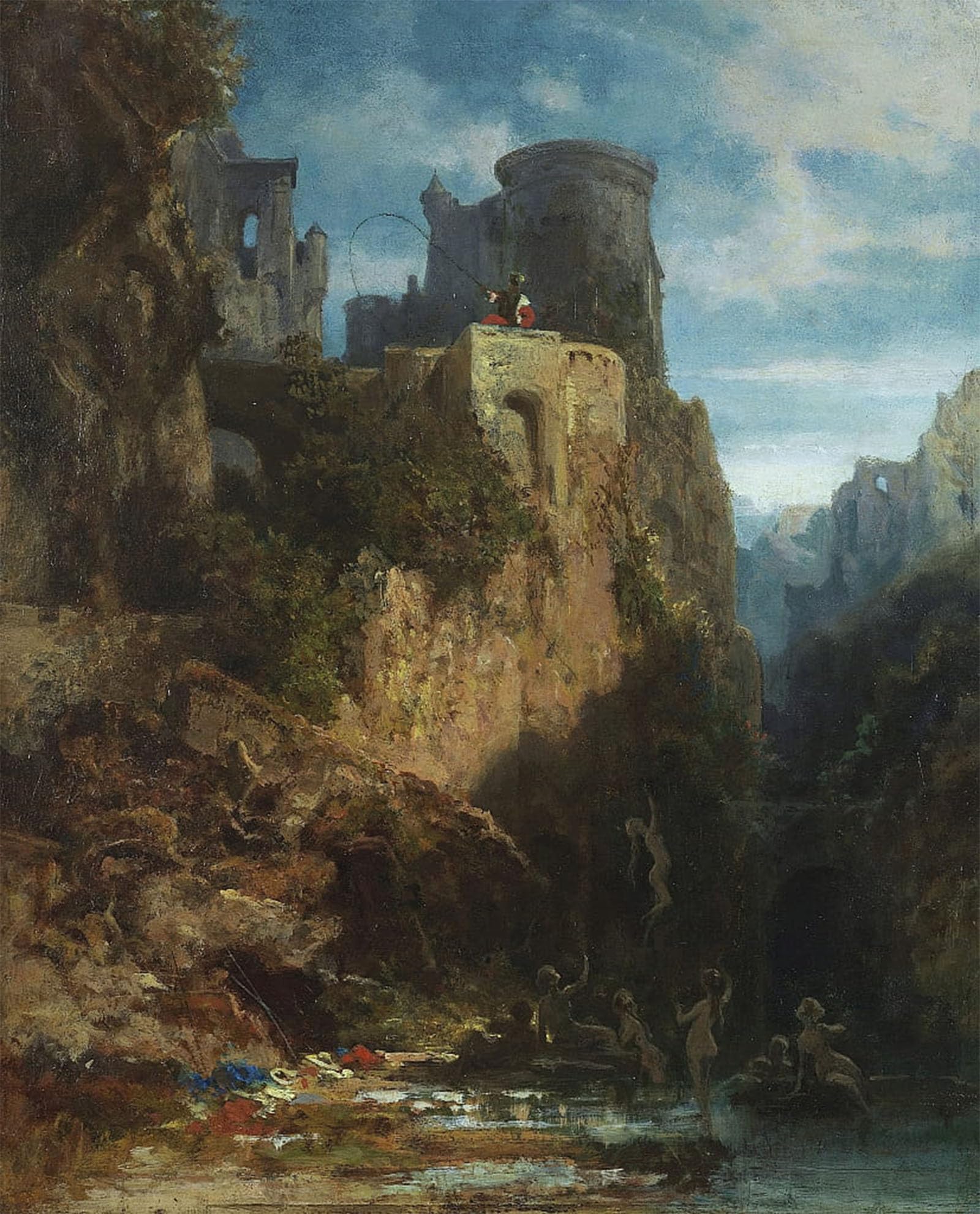 ARTXLXXBN Famous Painting Canvas Artwork Graffiti Print Serenade Ständchen by Carl Spitzweg Portrait Canvas Image for Home Decor 60x90cm
