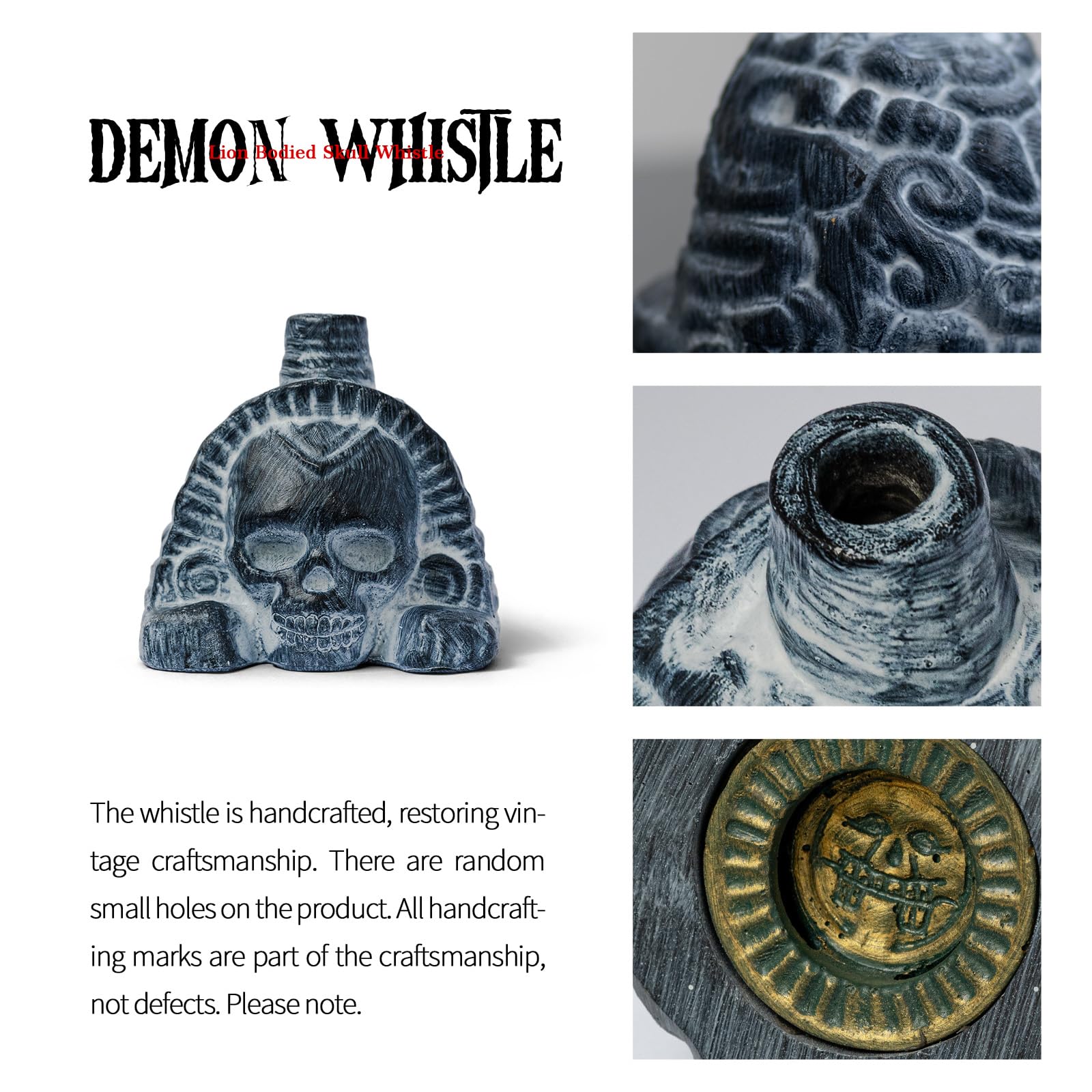 Fischietto Della Morte Azteco, Autenticamente Fatto a Mano, Aztec Death Whistle con Disegno di Teschio per Halloween, Decorazione, Collezione (Stile 1)