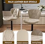 Nalupatio Tabourets à barres modernes 2, Tabourets de comptoir rembourrés en cuir faux réglables, Chaises-bar pivotantes faciles à nettoyer, Barstoils avec dos pour l'île de la cuisine, Khaki