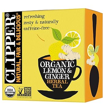 Clipper Tea Lemon & Ginger Teabags – Caffeine Free, USDA Organic, Great Hot or Iced – Aromatic, Natural, Fair & Delicious – 50 Tea Bags