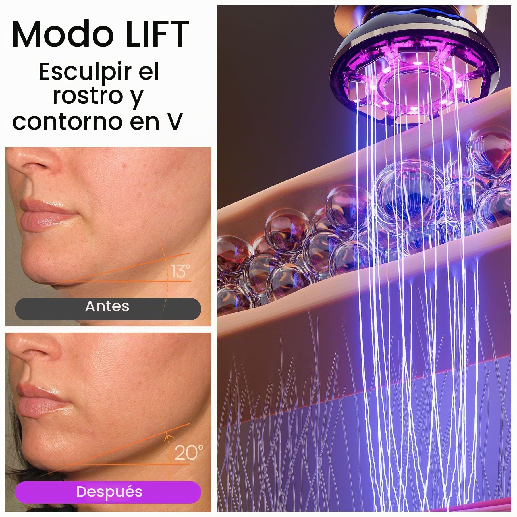 INIA FLARE Dispositivo Facial de Microcorriente con Luz Roja | 3 en 1 con luz roja y microcorriente, masaje facial para una apariencia más firme y cuidada, ideal para rostro y cuello