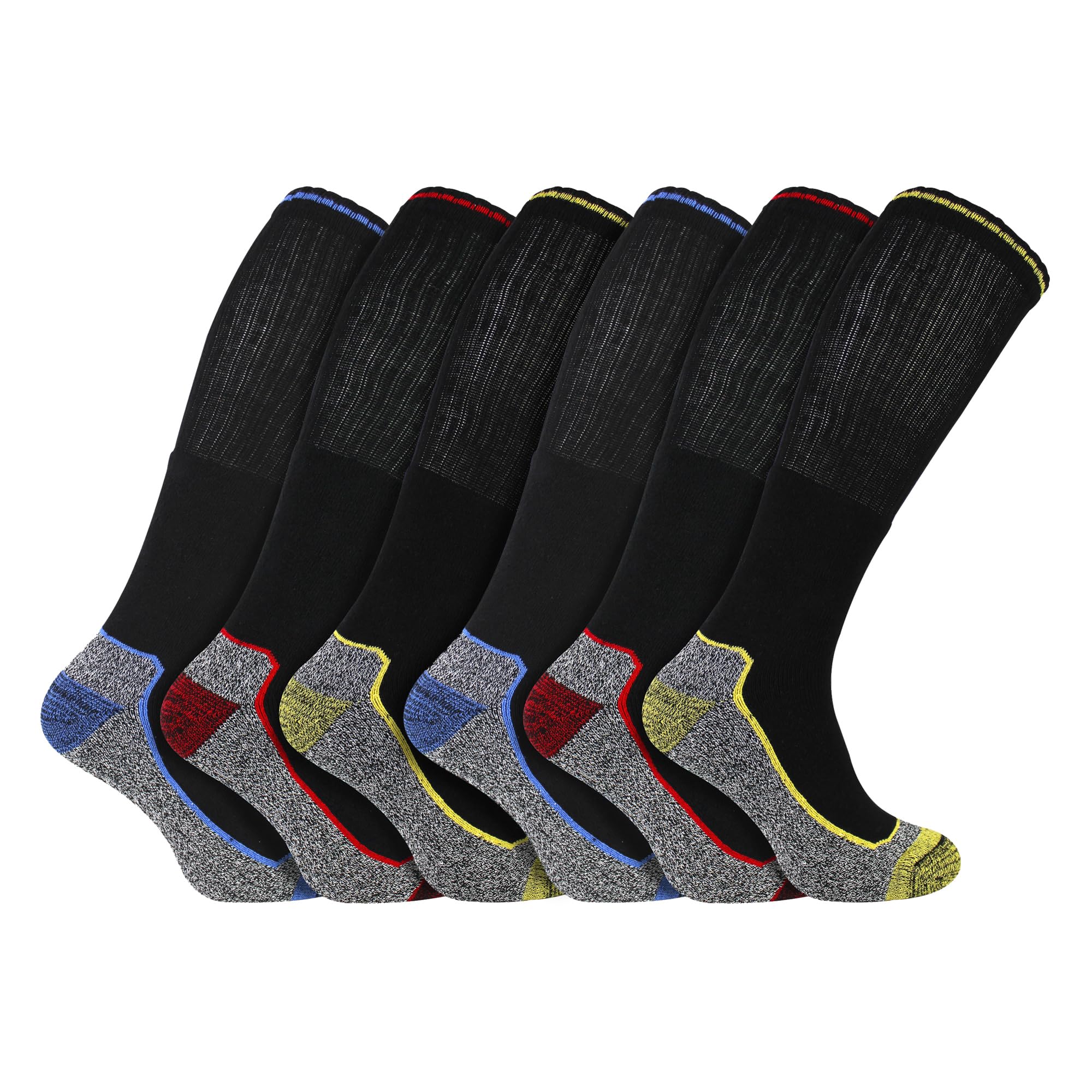 Sock Snob Men's 6 Pack Knee High Socks For Steel Toe Boots Anti Sweat Breathable Heavy Duty Bamboo Work Socks (6-11, )