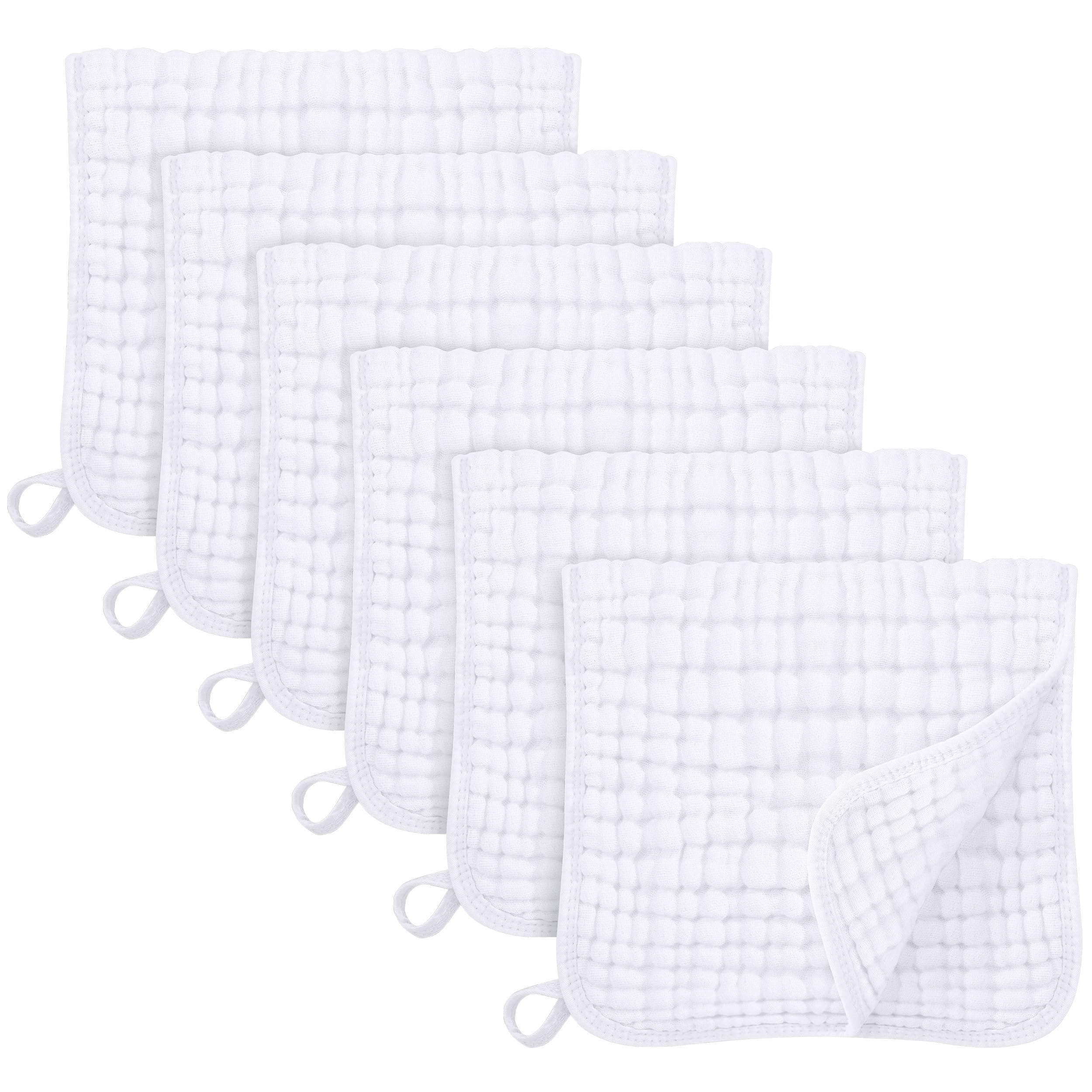 Unnivoll Muslin Cloths for Baby 100% Cotton Muslin Squares Burp Cloths Baby Essentials for Newborn Boys Girls Large 50x25CM Extra Soft and Absorbent 6 Pack