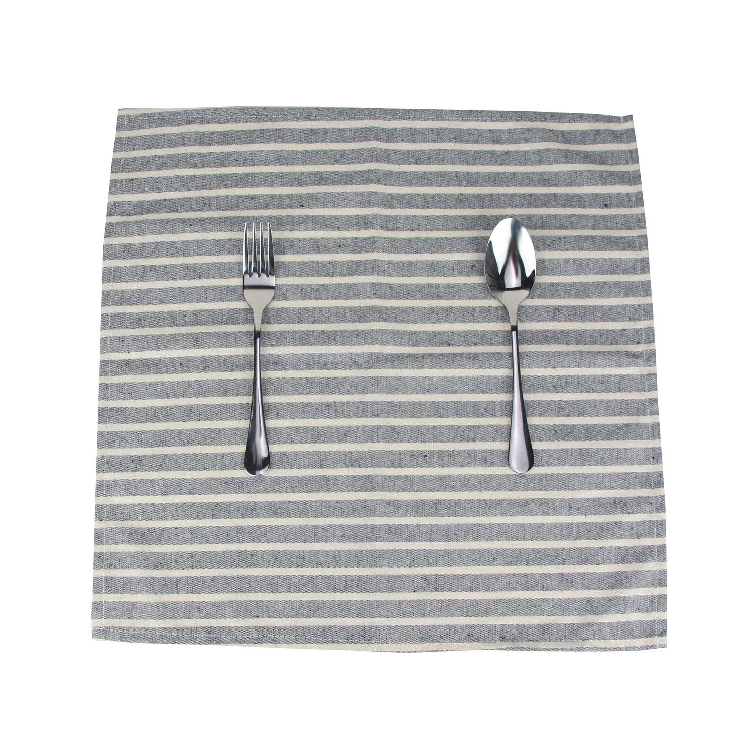 Lot de 12 serviettes de table larges en coton mélangé à rayures pour événements et usage domestique Bleu marine 43,2 x 43,2 cm