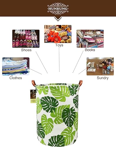 Miniatura 3 de HUNRUNG Canasta grande ligera de lona para almacenar, organizar juguetes, ropa sucia - plegable, resistente al agua, para dormitorios