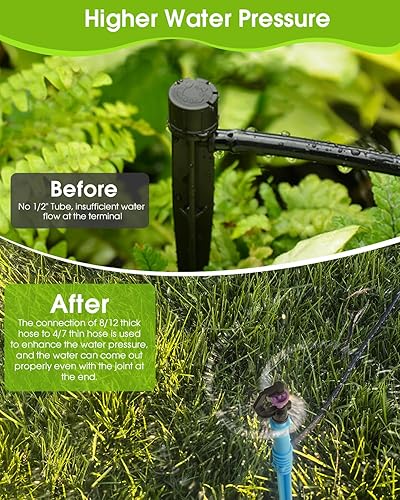 Miniatura 4 de Sistema automático de aspersor de césped con kit de tubos de 32.8 pies, 812 pulgadas + 16.4 pies, 47 pulgadas, rociador de jardín giratorio para